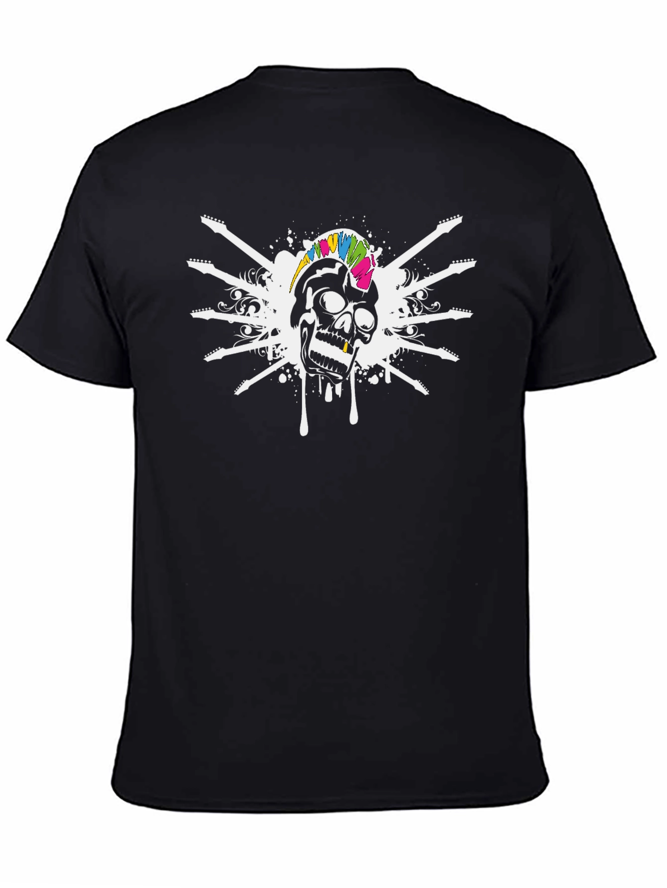 Rock On! Skull & Guitar Graphic Black T-Shirt