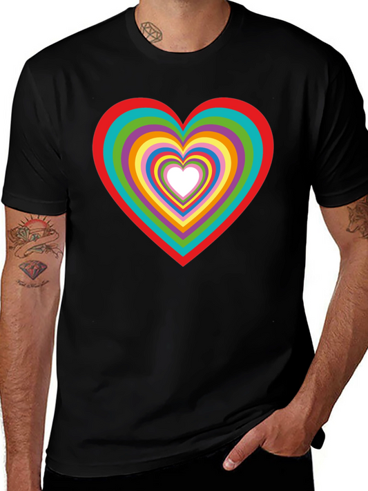 Rainbow Heart Graphic Tee - Stylish Cotton T-Shirt
