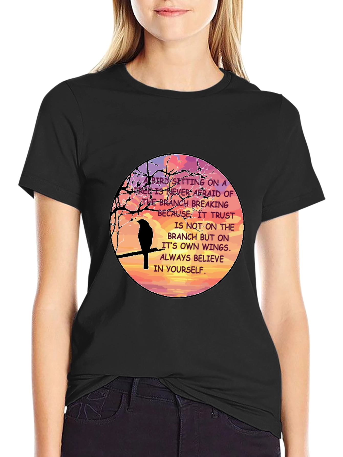 Motivational Bird Graphic T-Shirt