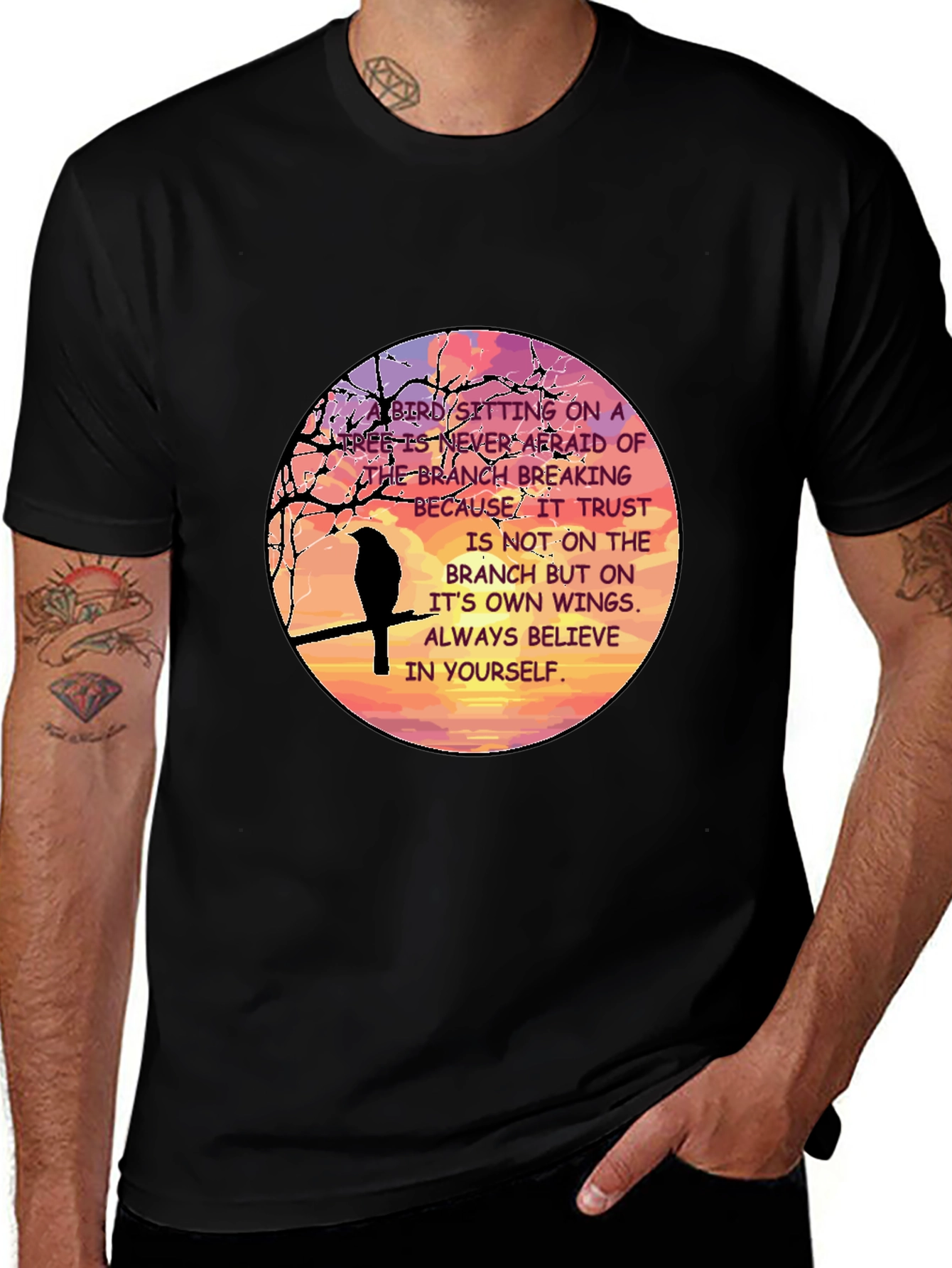 Motivational Bird Graphic T-Shirt