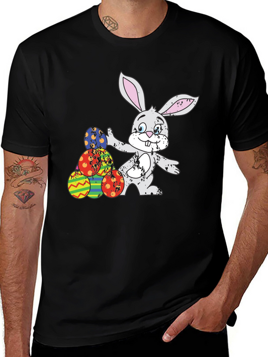 Easter Bunny & Eggs Black Graphic Tee