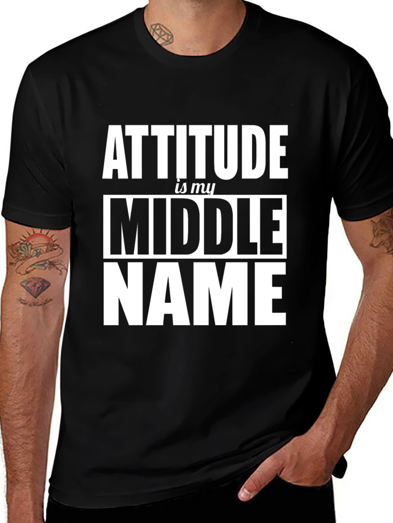 Attitude Is My Middle Name Black Graphic Tee
