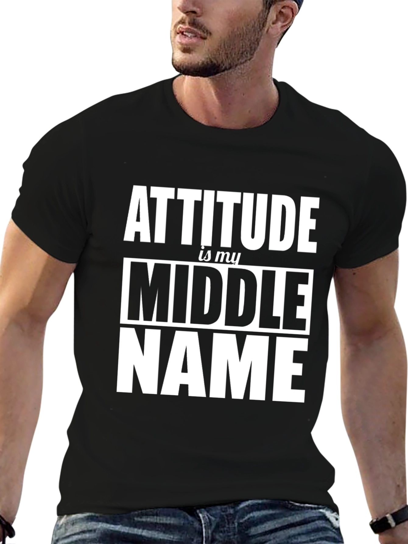 Attitude Is My Middle Name Black Graphic Tee