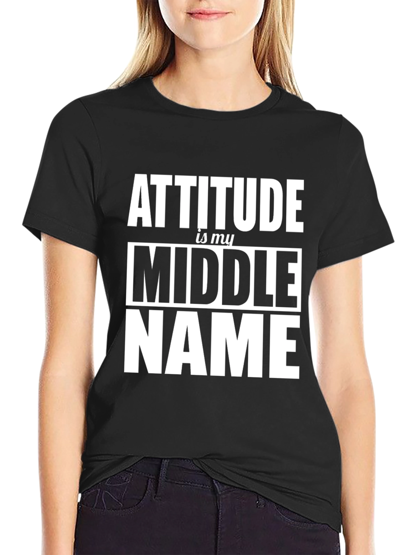 Attitude Is My Middle Name Black Graphic Tee