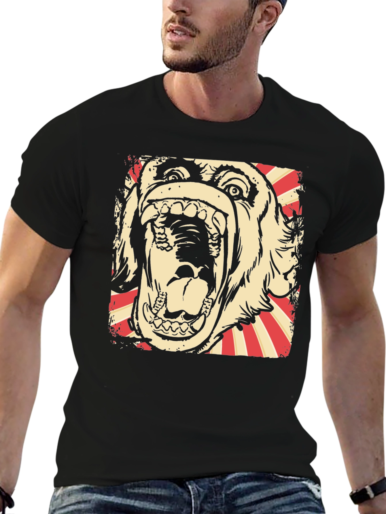 Monster Graphic Print Black T-Shirt