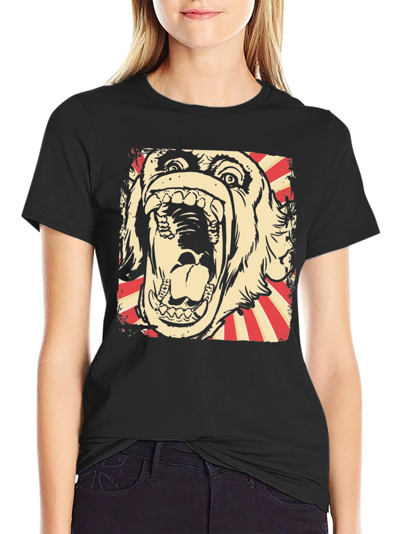 Monster Graphic Print Black T-Shirt