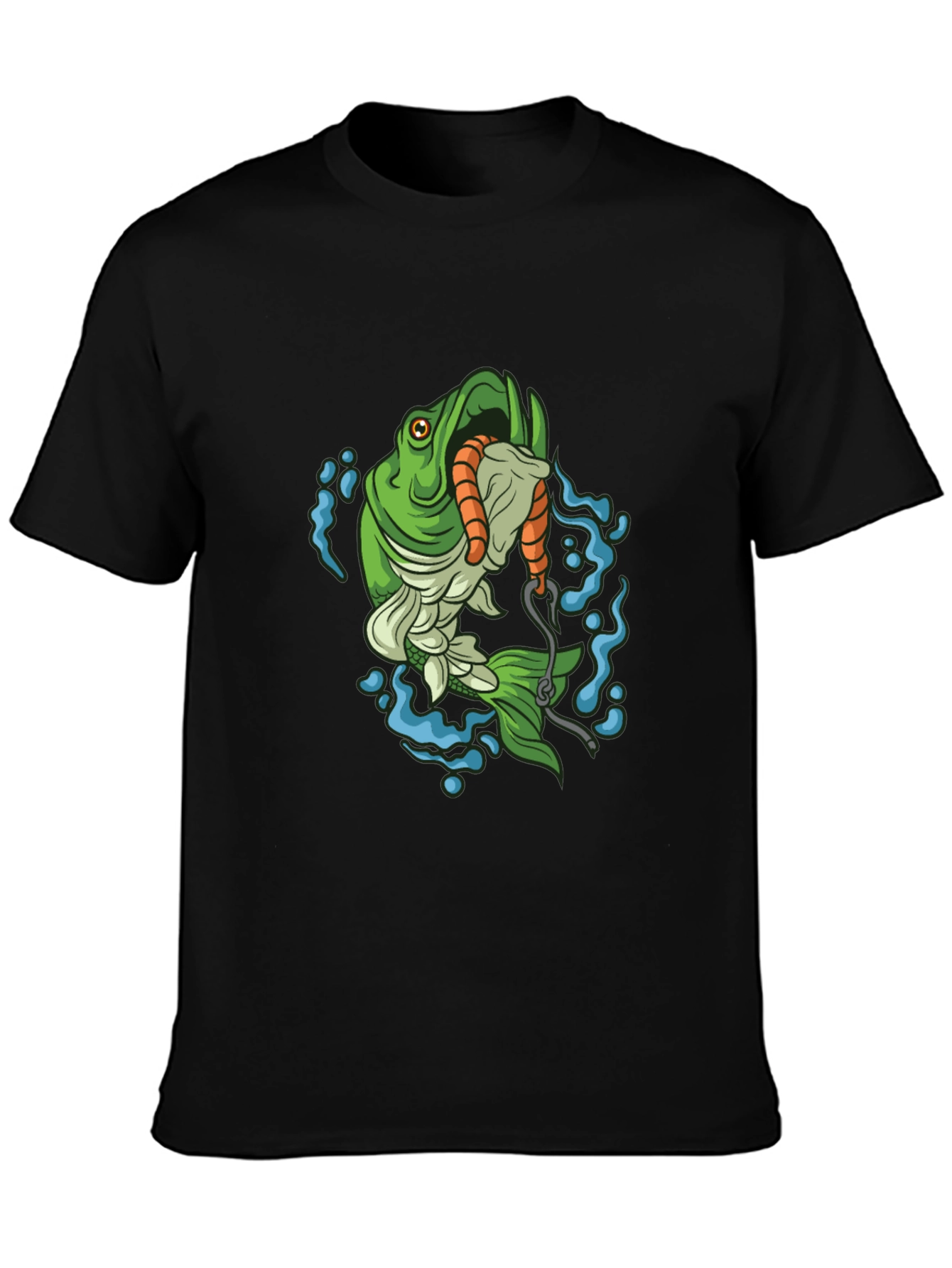 Bass Fishing T-Shirt - Hooked Worm Graphic Tee