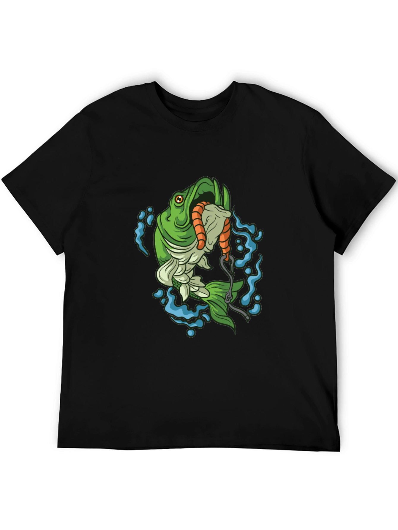 Bass Fishing T-Shirt - Hooked Worm Graphic Tee