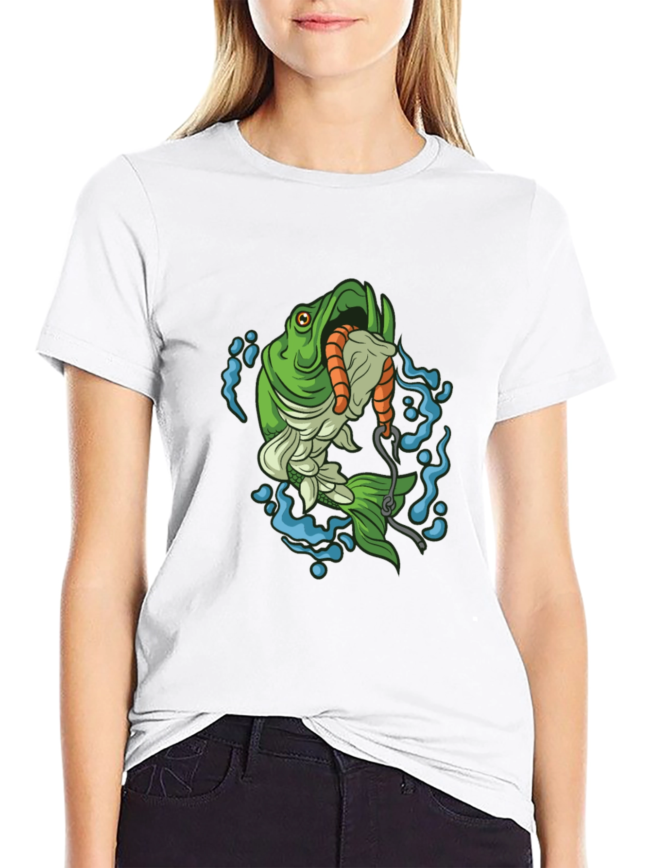 Bass Fishing T-Shirt - Hooked Worm Graphic Tee