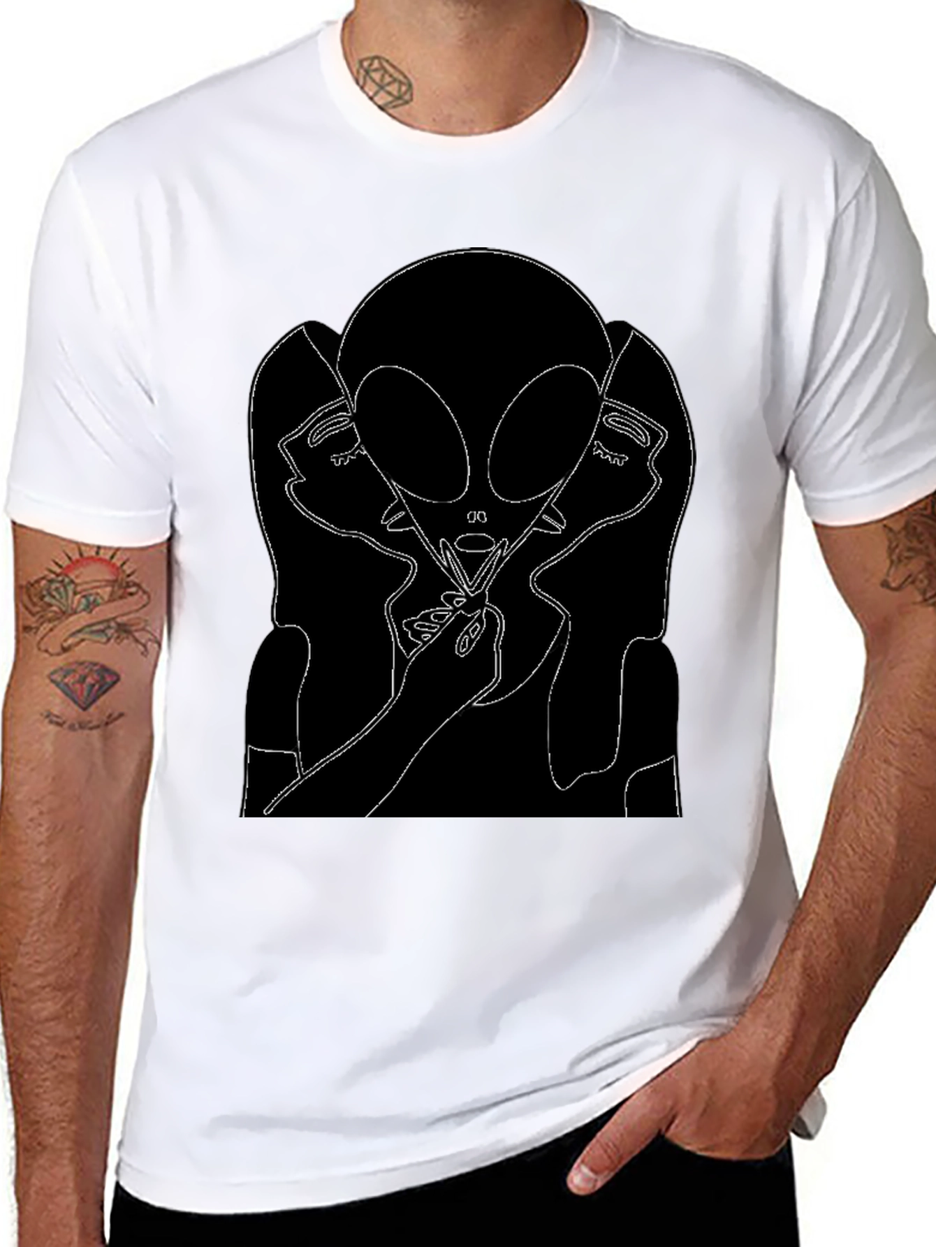 Alien Portrait Graphic Tee - Black