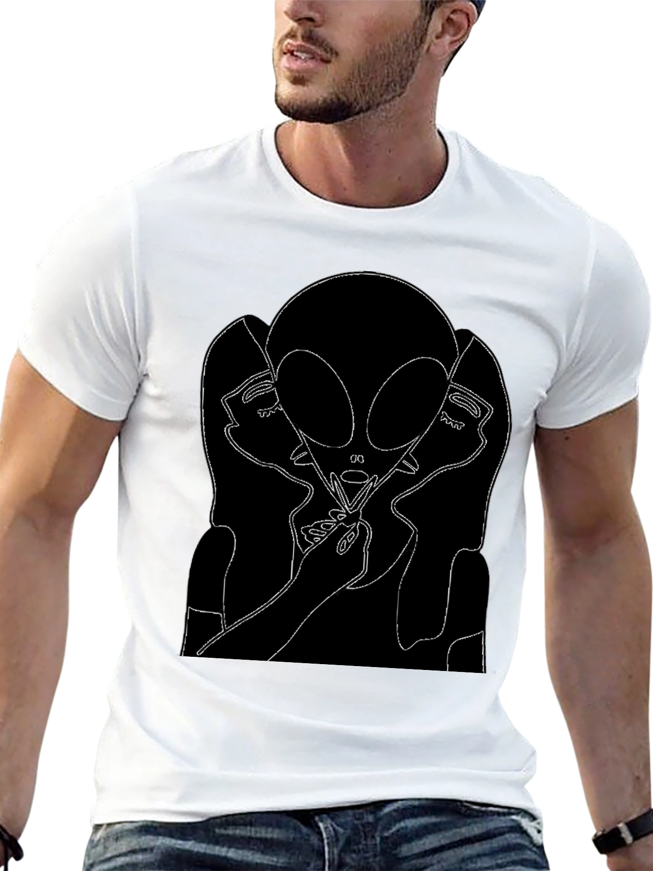Alien Portrait Graphic Tee - Black