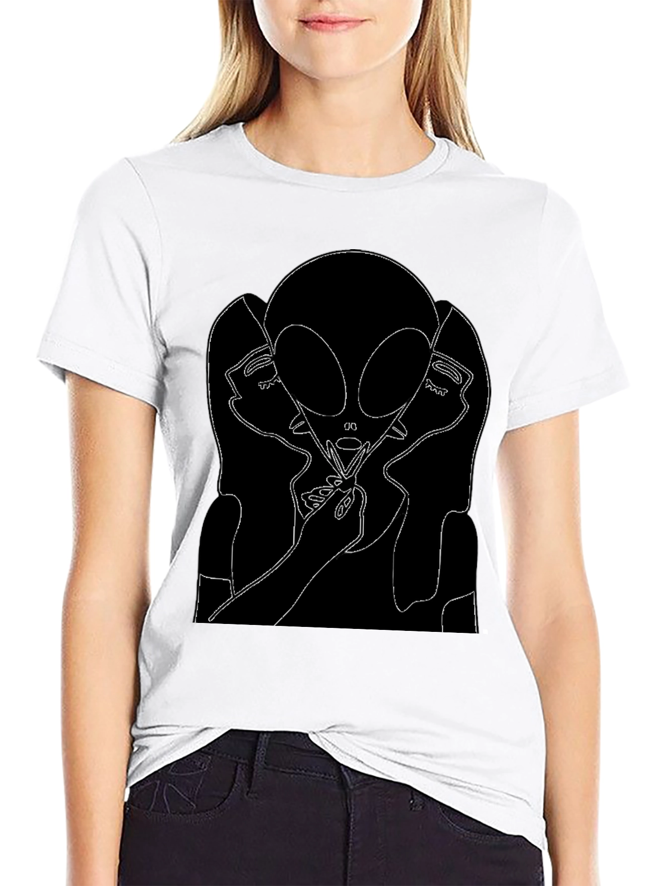 Alien Portrait Graphic Tee - Black