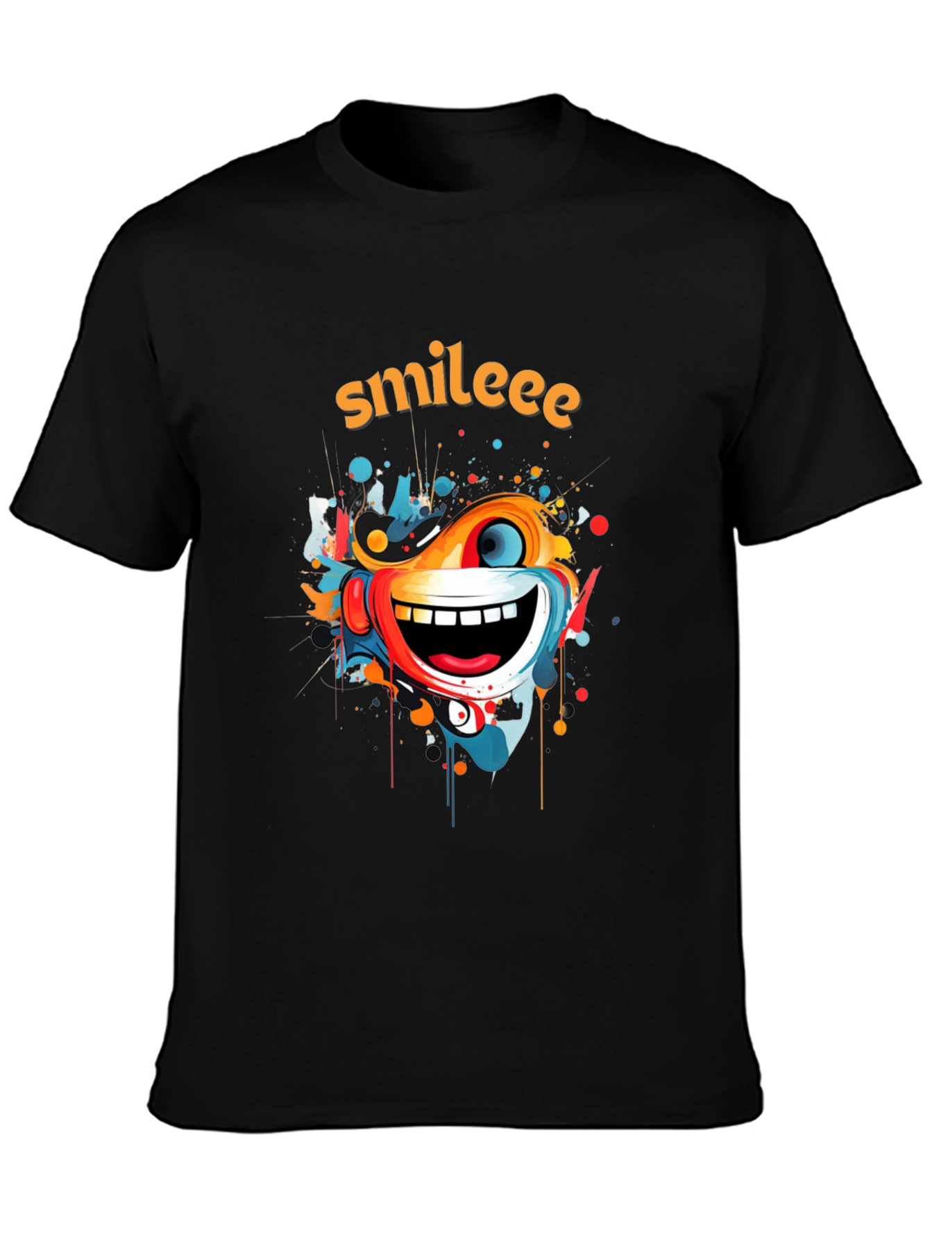Smileee Graphic Print Black T-Shirt