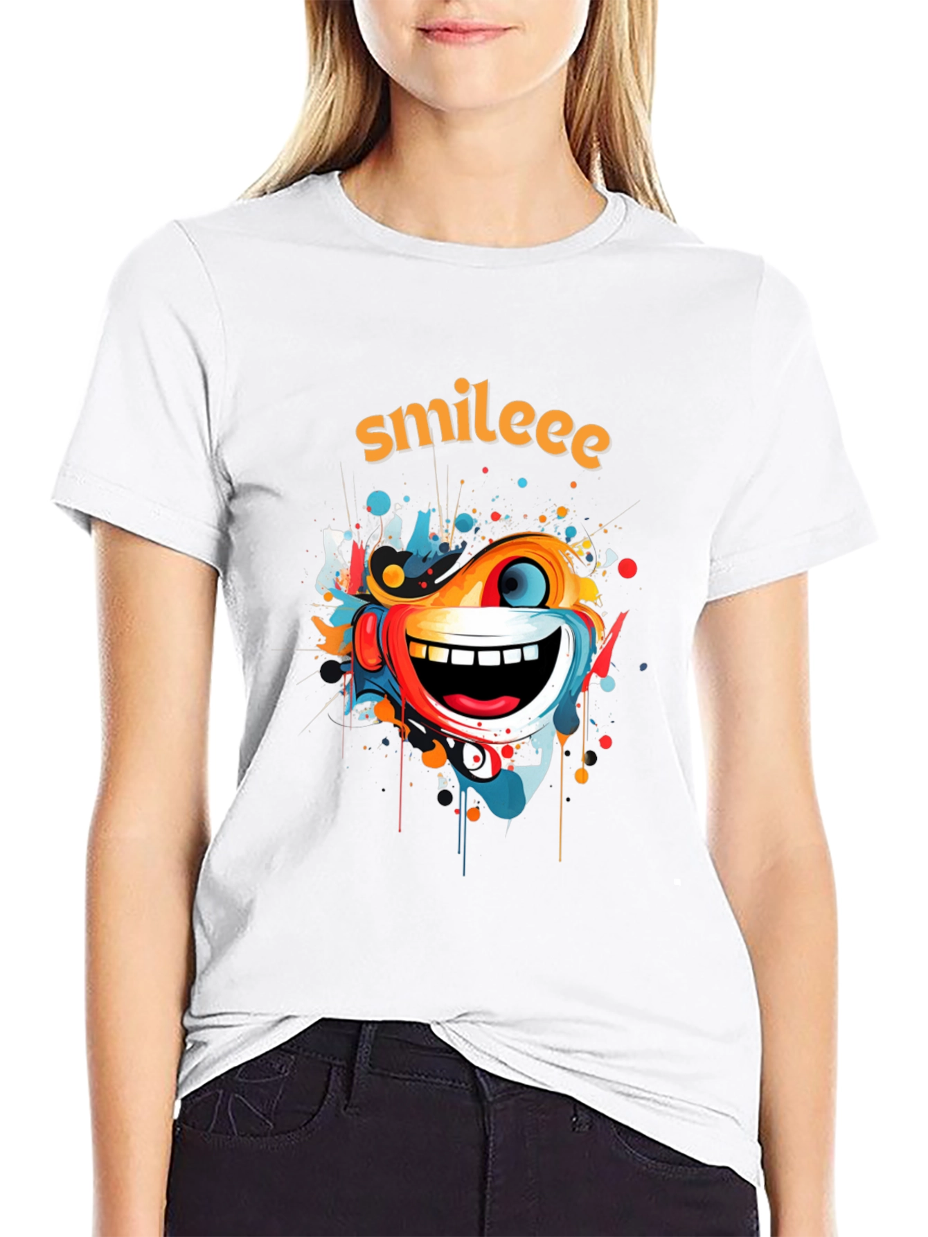 Smileee Graphic Print Black T-Shirt