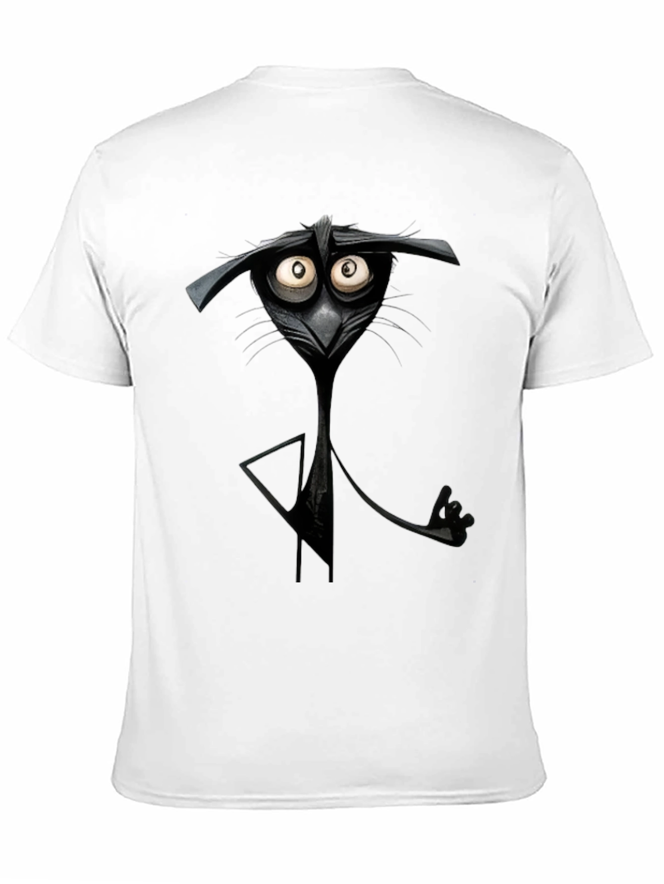 Quirky Cartoon Cat Black T-Shirt - Unique Graphic Tee