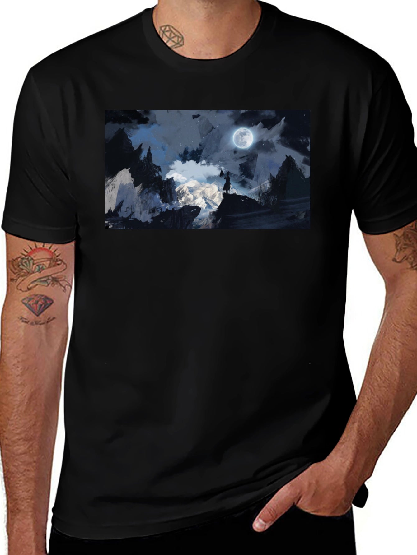 Moonlit Mountain T-Shirt - Black