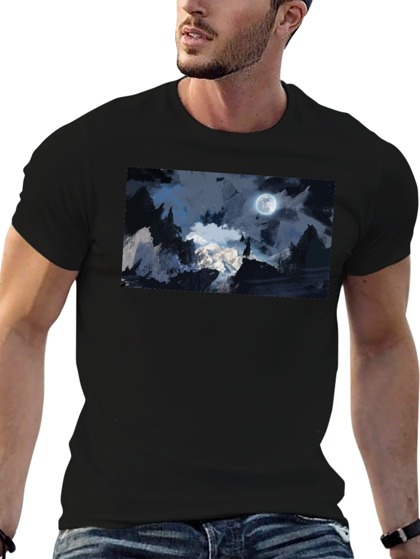 Moonlit Mountain T-Shirt - Black