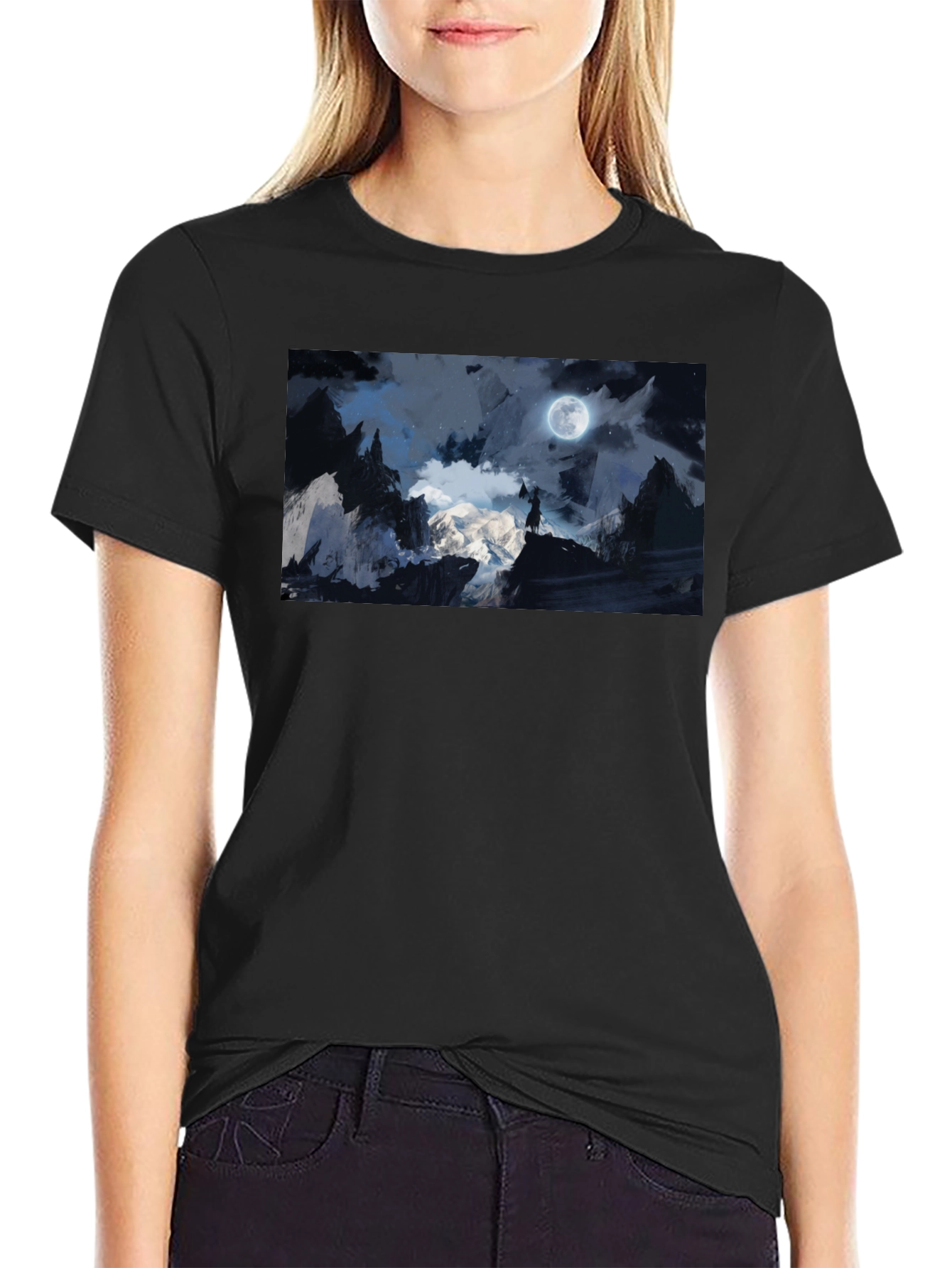 Moonlit Mountain T-Shirt - Black