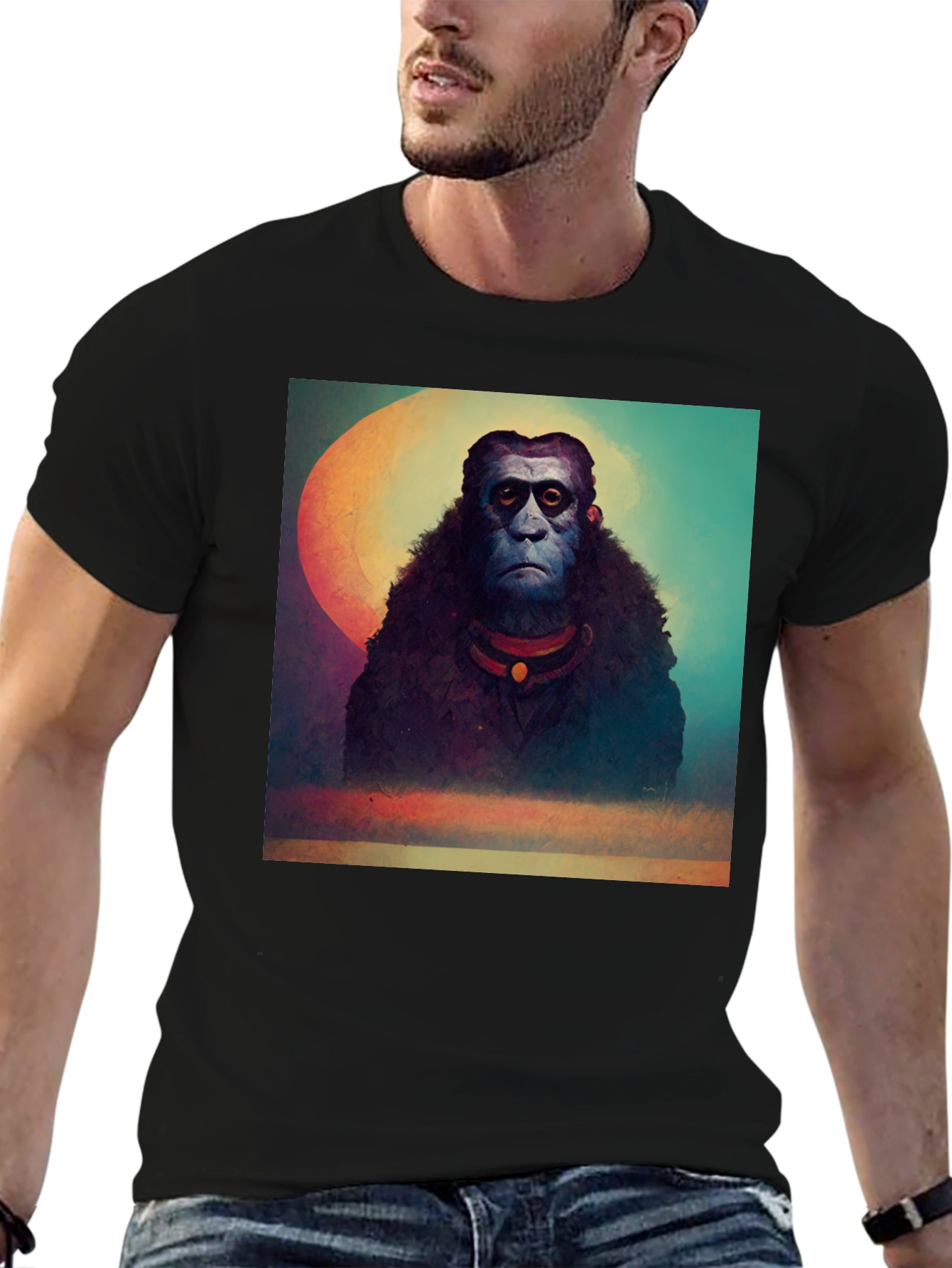 Surreal Ape Art Black T-Shirt