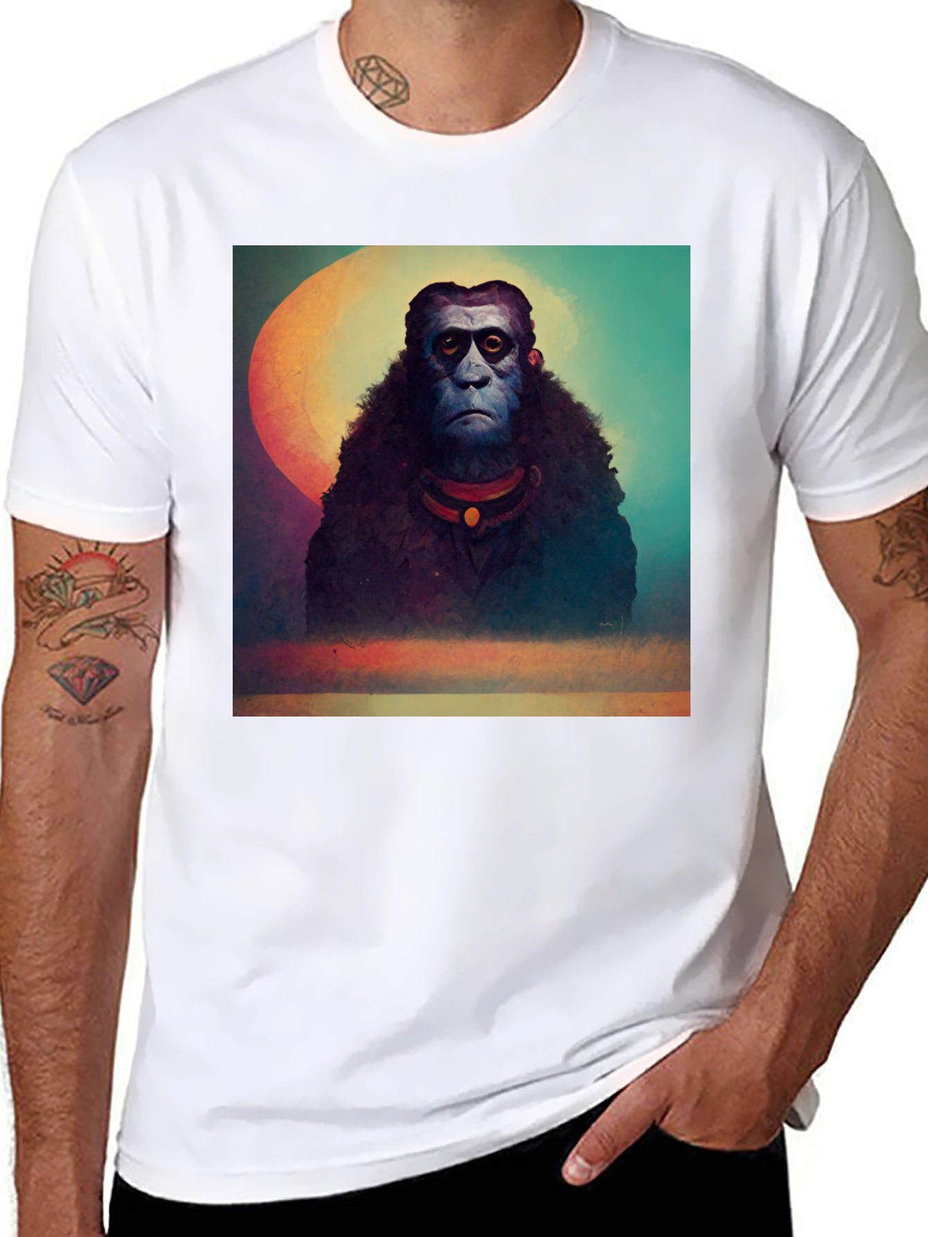 Surreal Ape Art Black T-Shirt