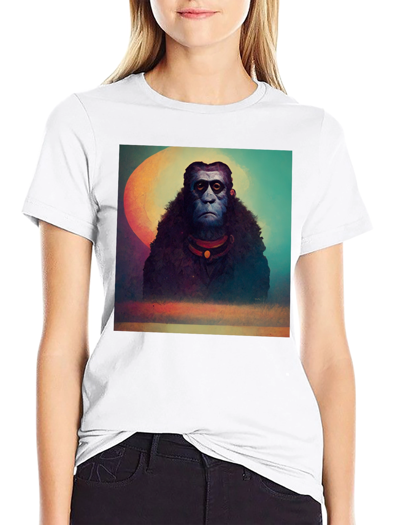 Surreal Ape Art Black T-Shirt