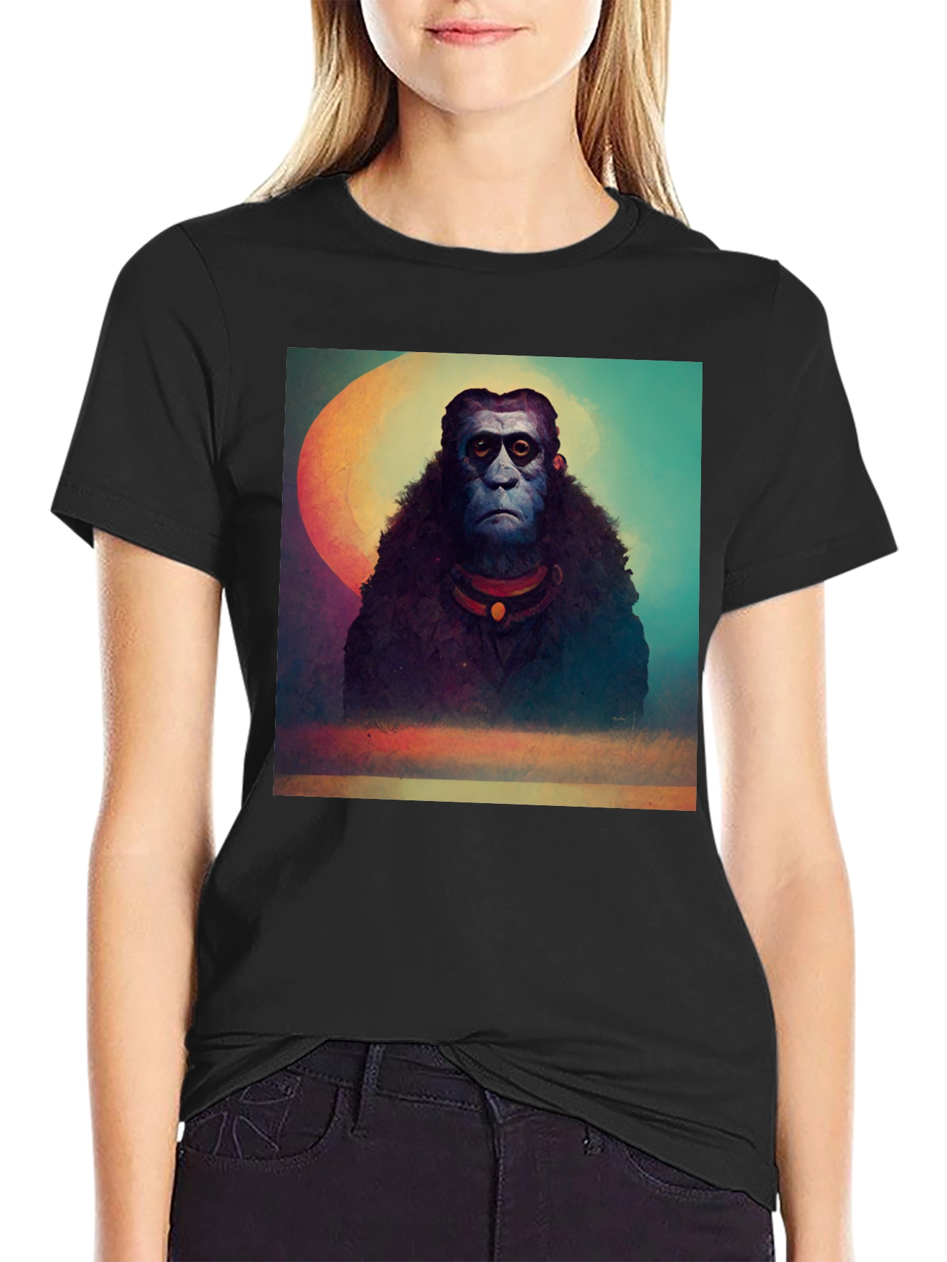 Surreal Ape Art Black T-Shirt