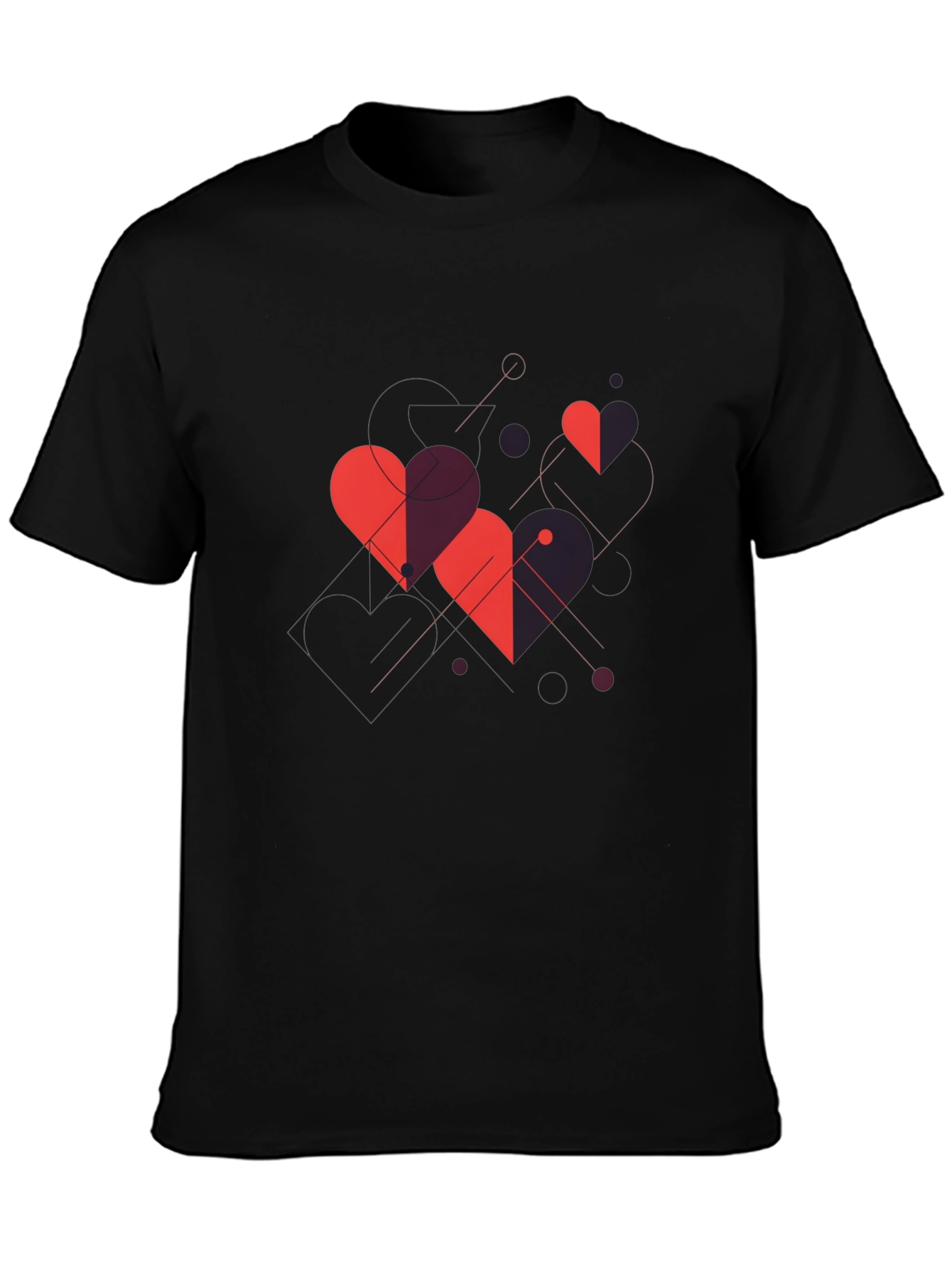 Geometric Hearts Graphic Tee - Modern Style