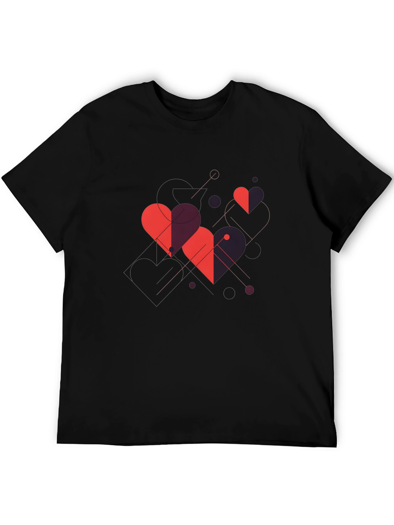 Geometric Hearts Graphic Tee - Modern Style