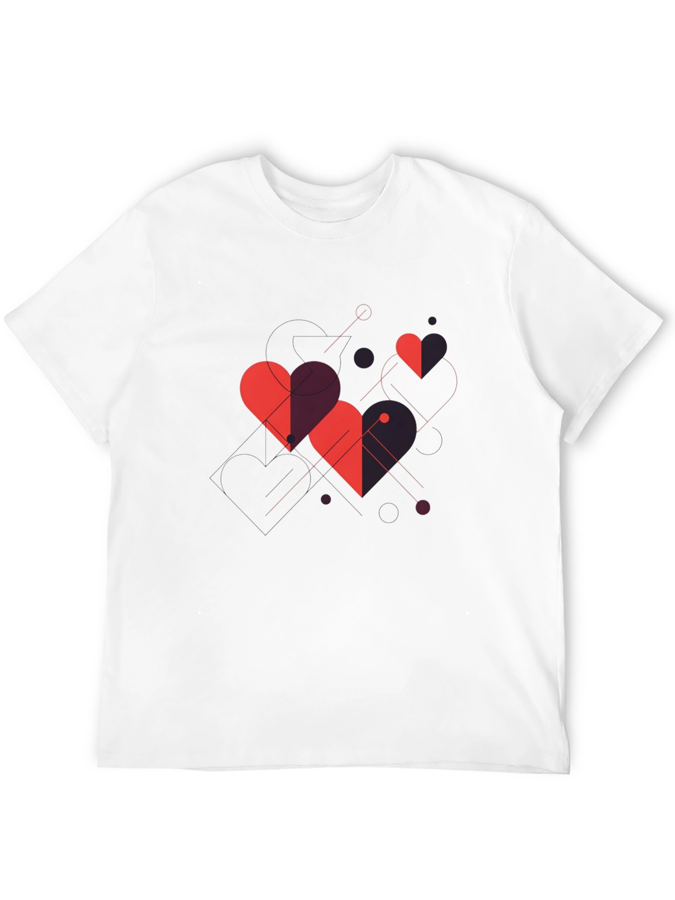 Geometric Hearts Graphic Tee - Modern Style