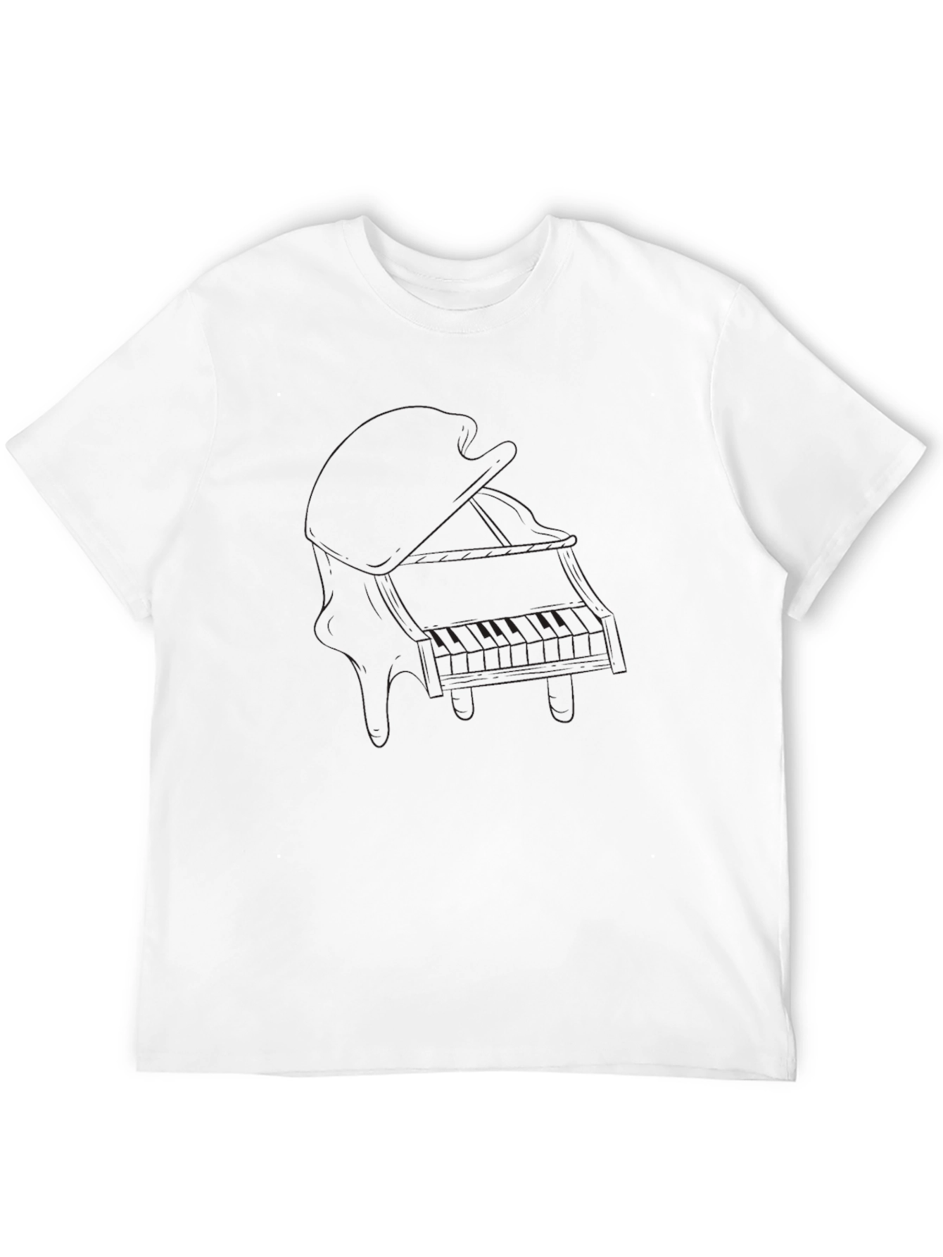 Mens Black Piano Graphic Tee - Soft Cotton Blend