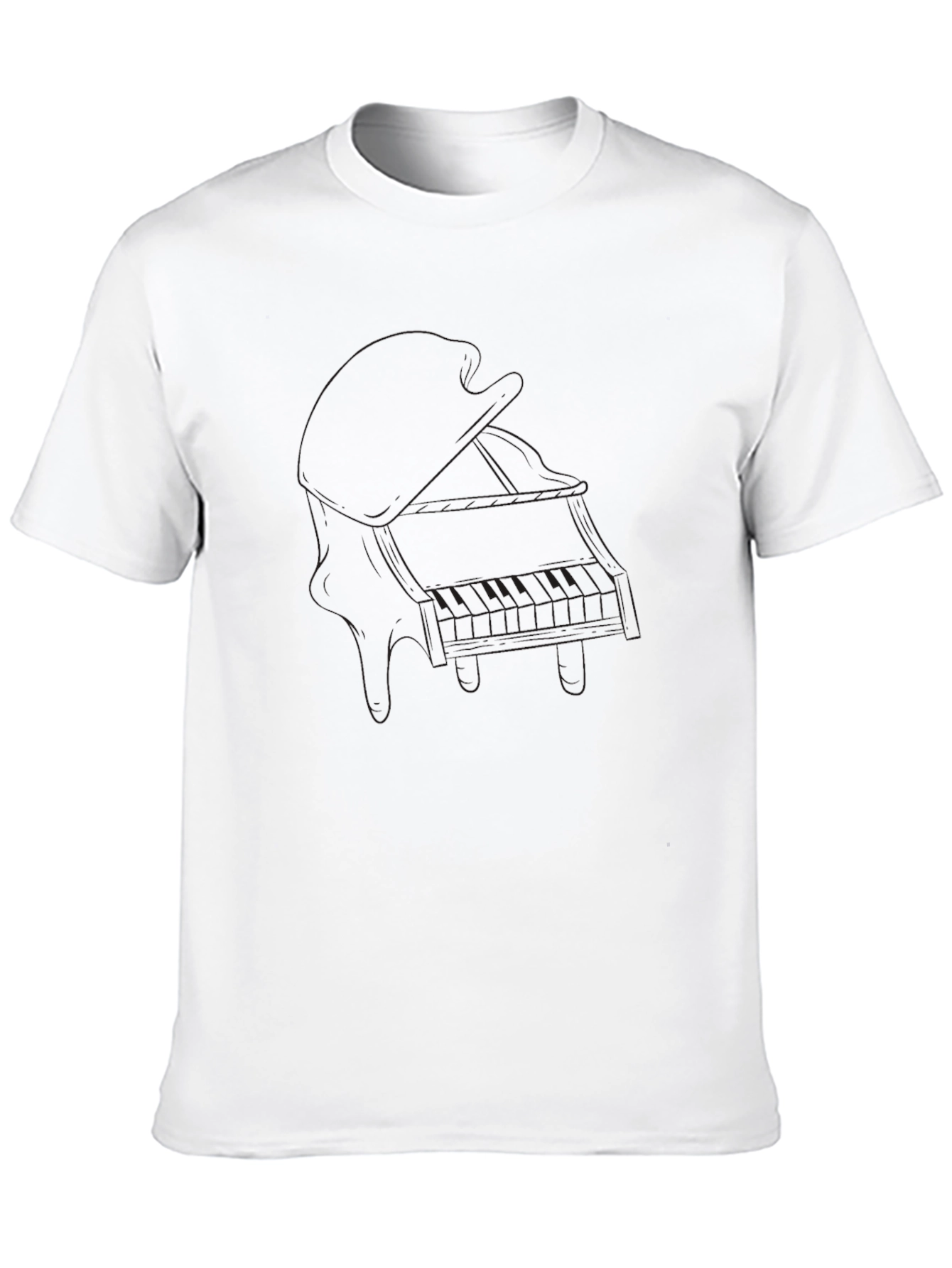 Mens Black Piano Graphic Tee - Soft Cotton Blend