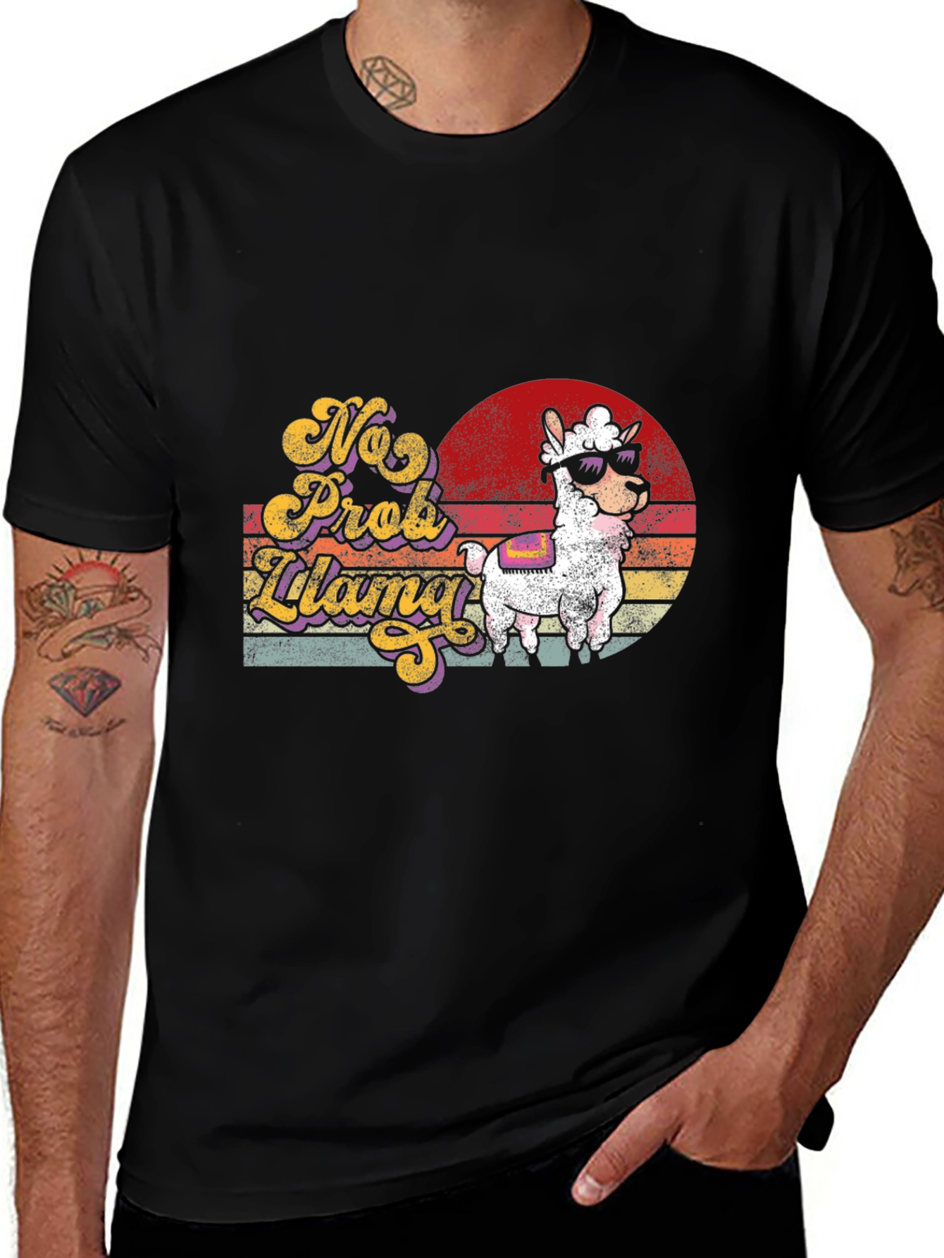 No Prob Llama T-Shirt - Retro Style