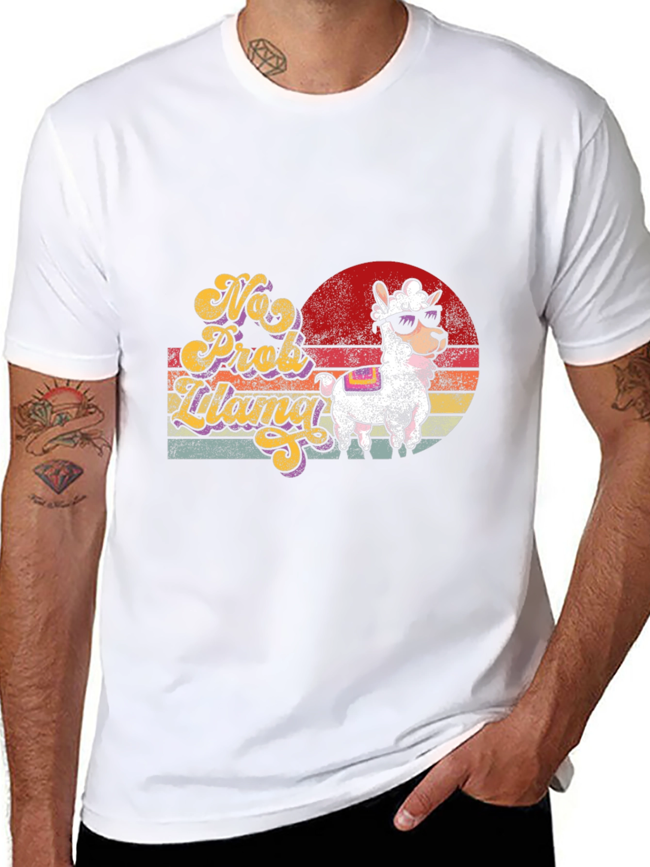 No Prob Llama T-Shirt - Retro Style