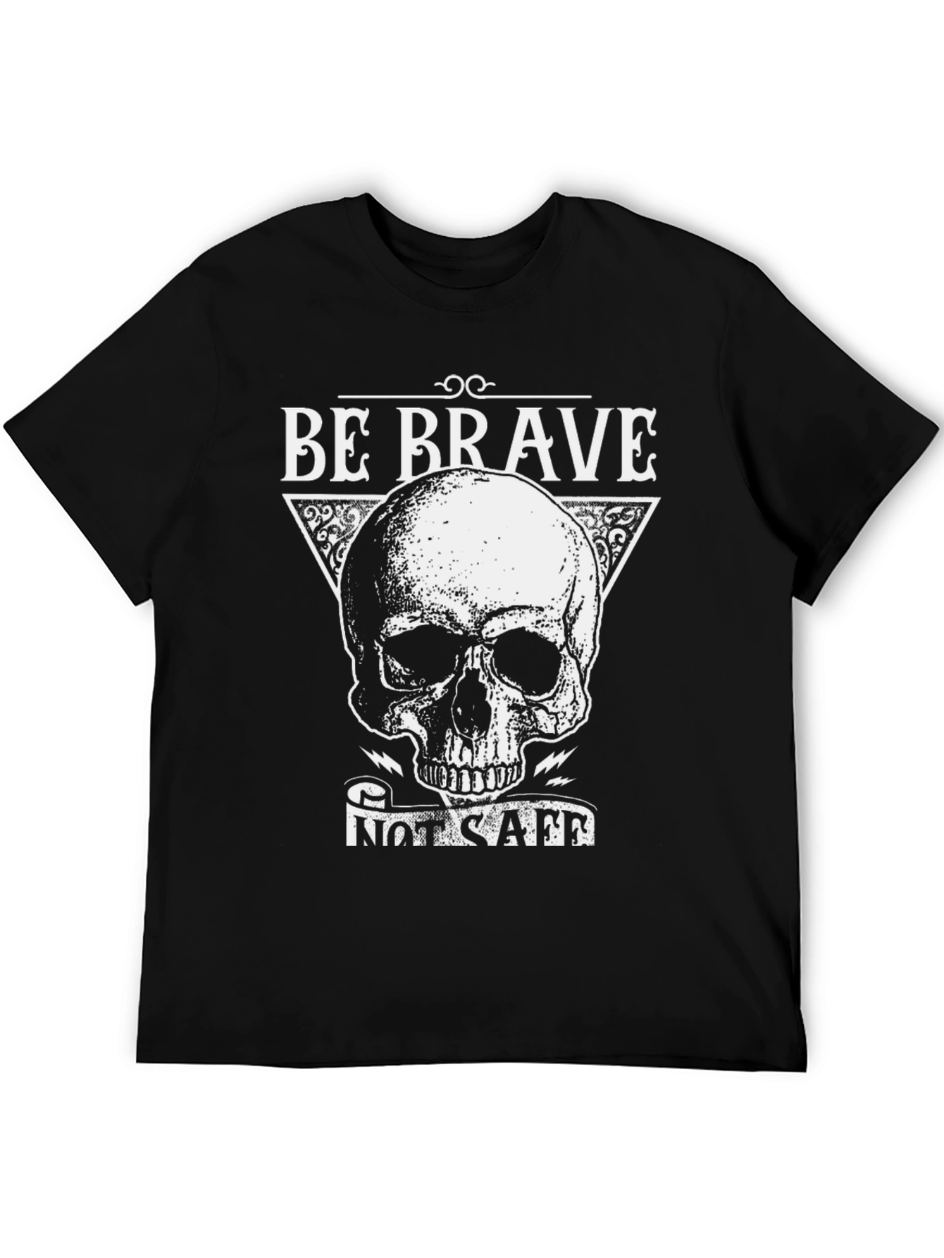 Be Brave T-Shirt with Skull Graphic - Black