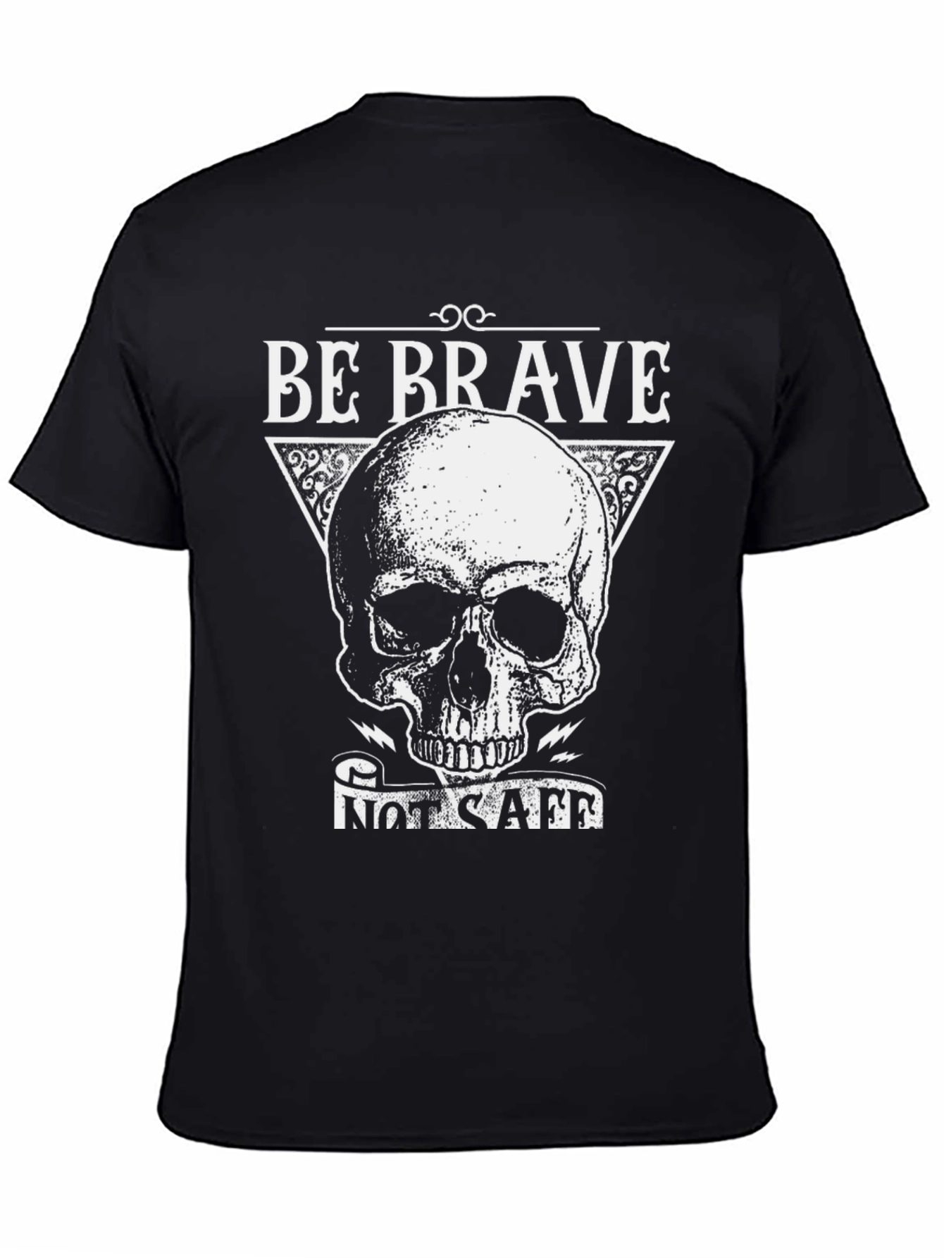 Be Brave T-Shirt with Skull Graphic - Black