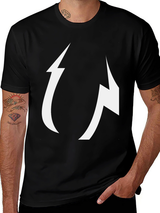 Abstract Lightning Bolt Graphic Black Tee