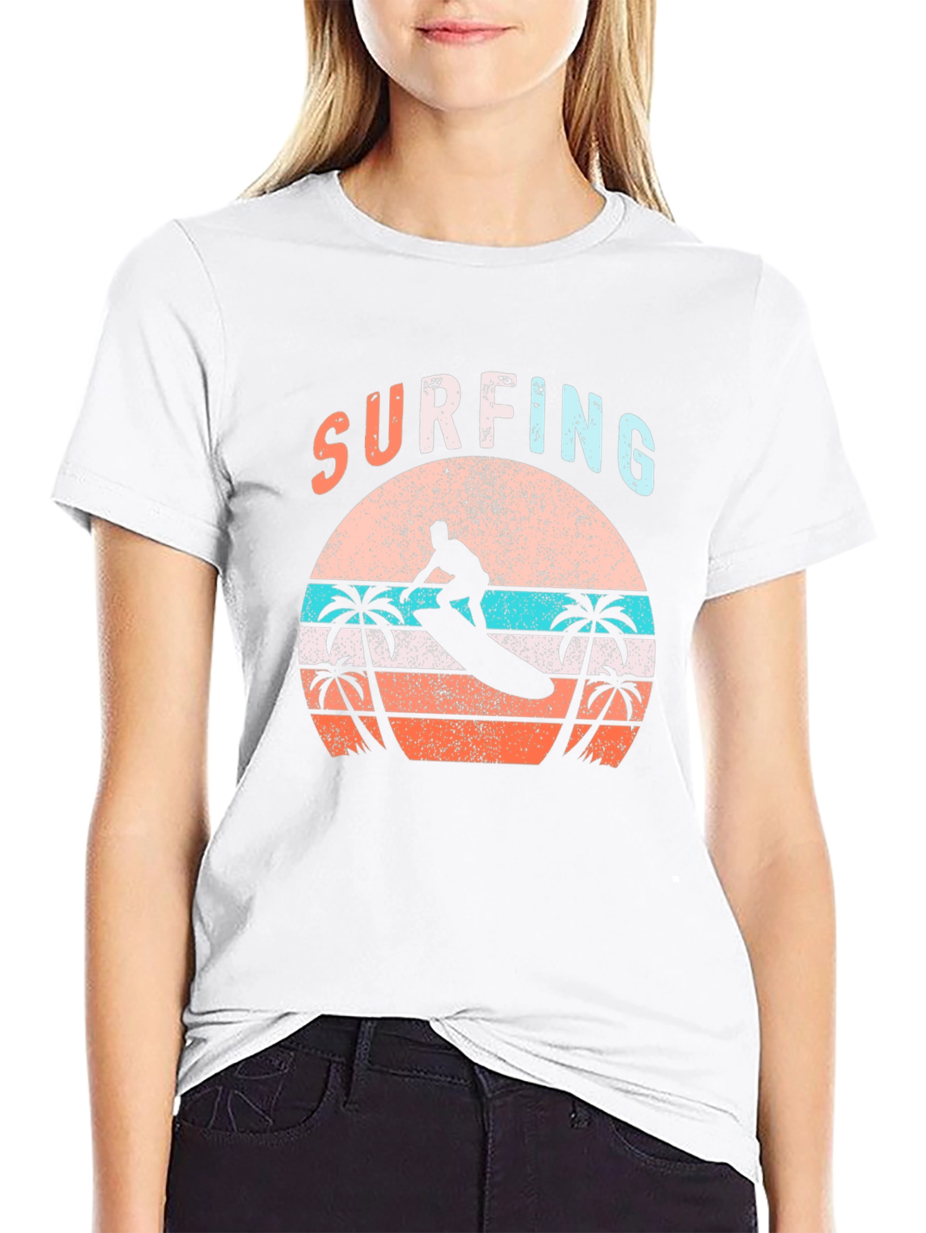 Surfing Sunset Graphic Tee - Beach Vibes