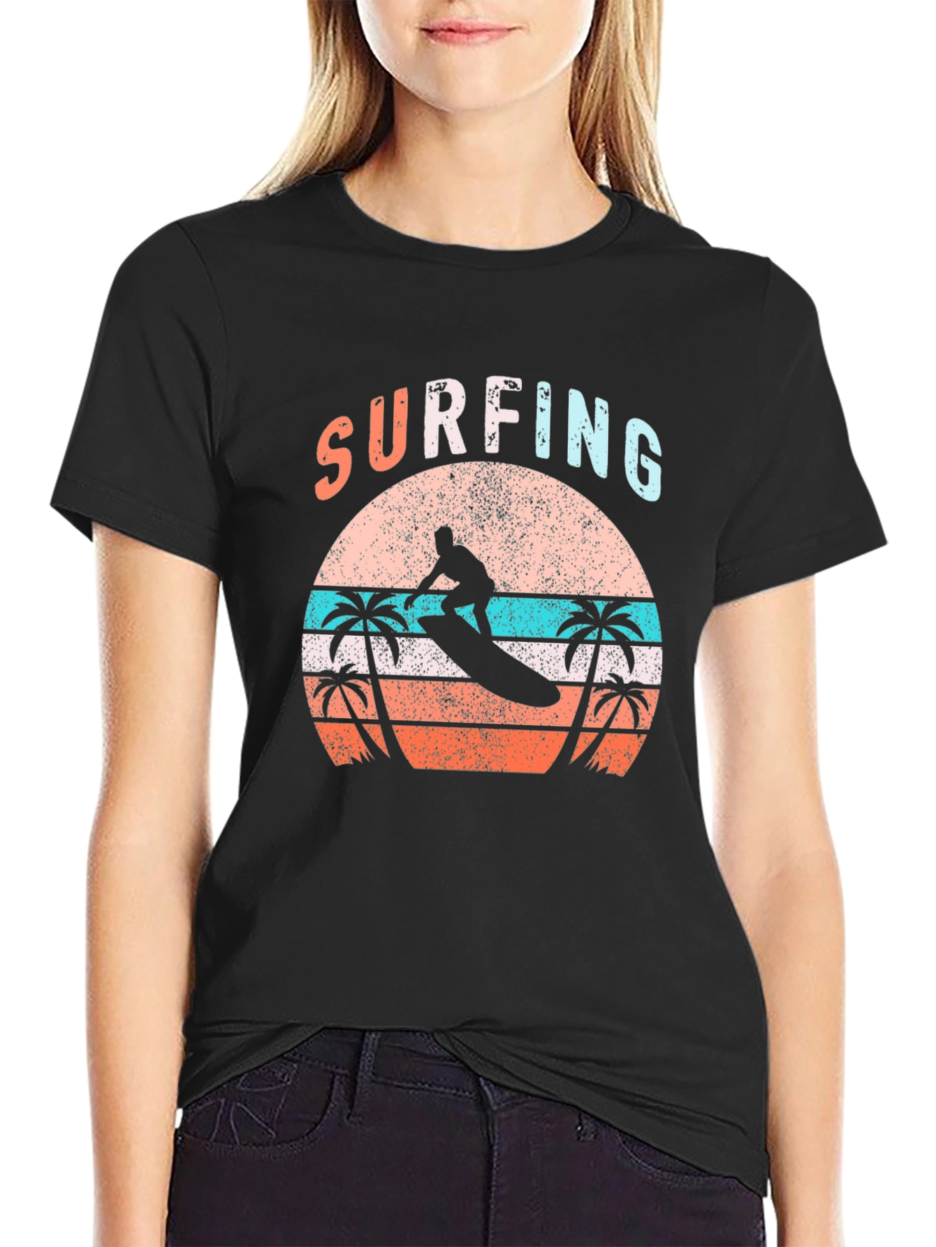 Surfing Sunset Graphic Tee - Beach Vibes
