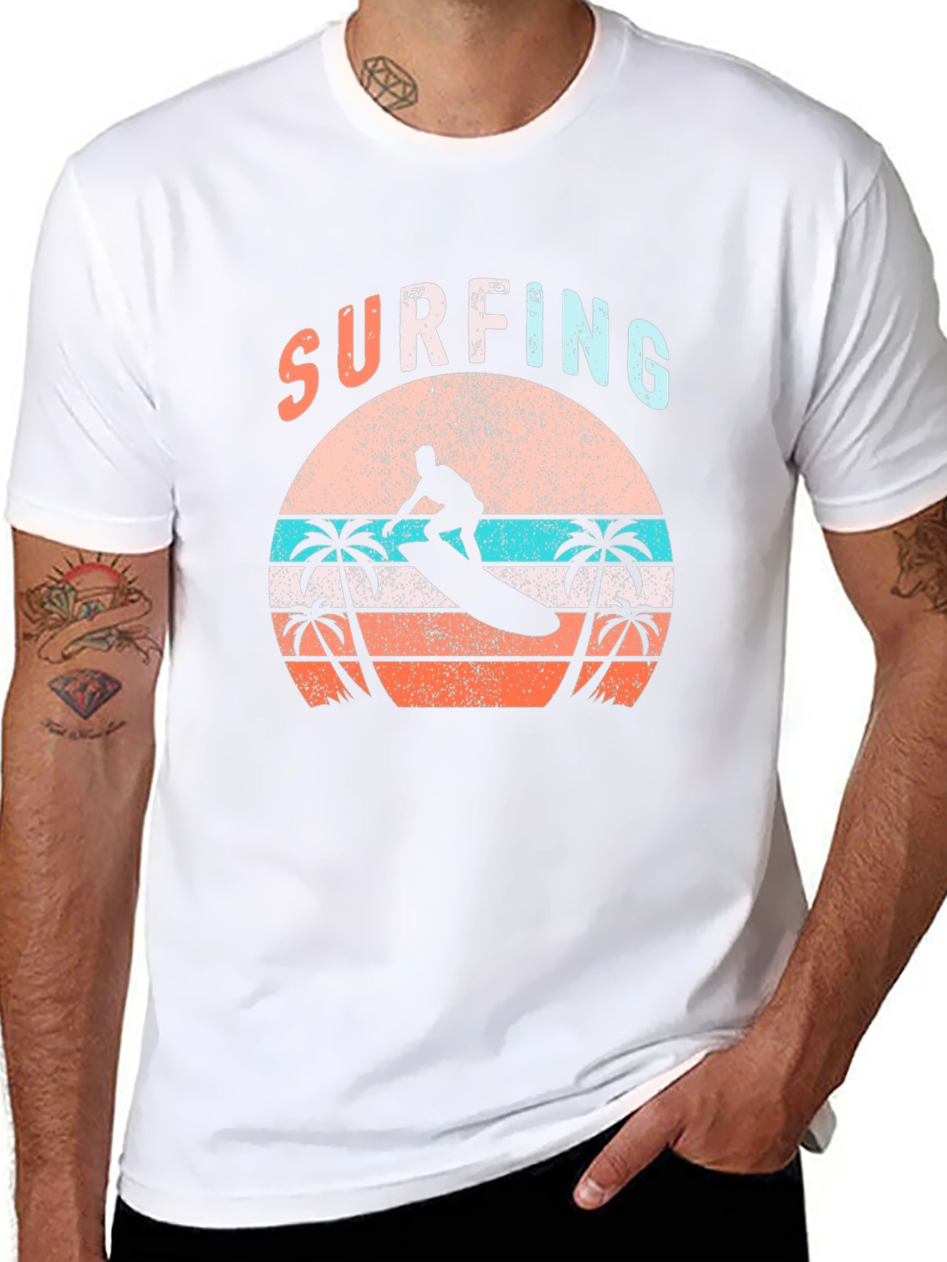 Surfing Sunset Graphic Tee - Beach Vibes