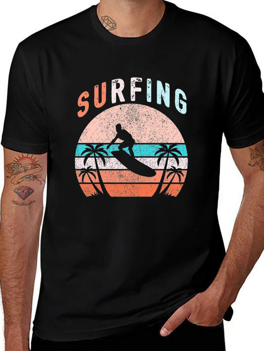 Surfing Sunset Graphic Tee - Beach Vibes
