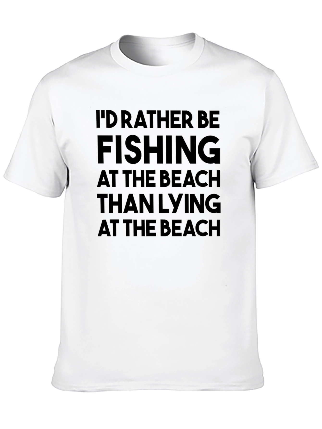 Fishing Over Beach T-Shirt - Black Cotton Tee