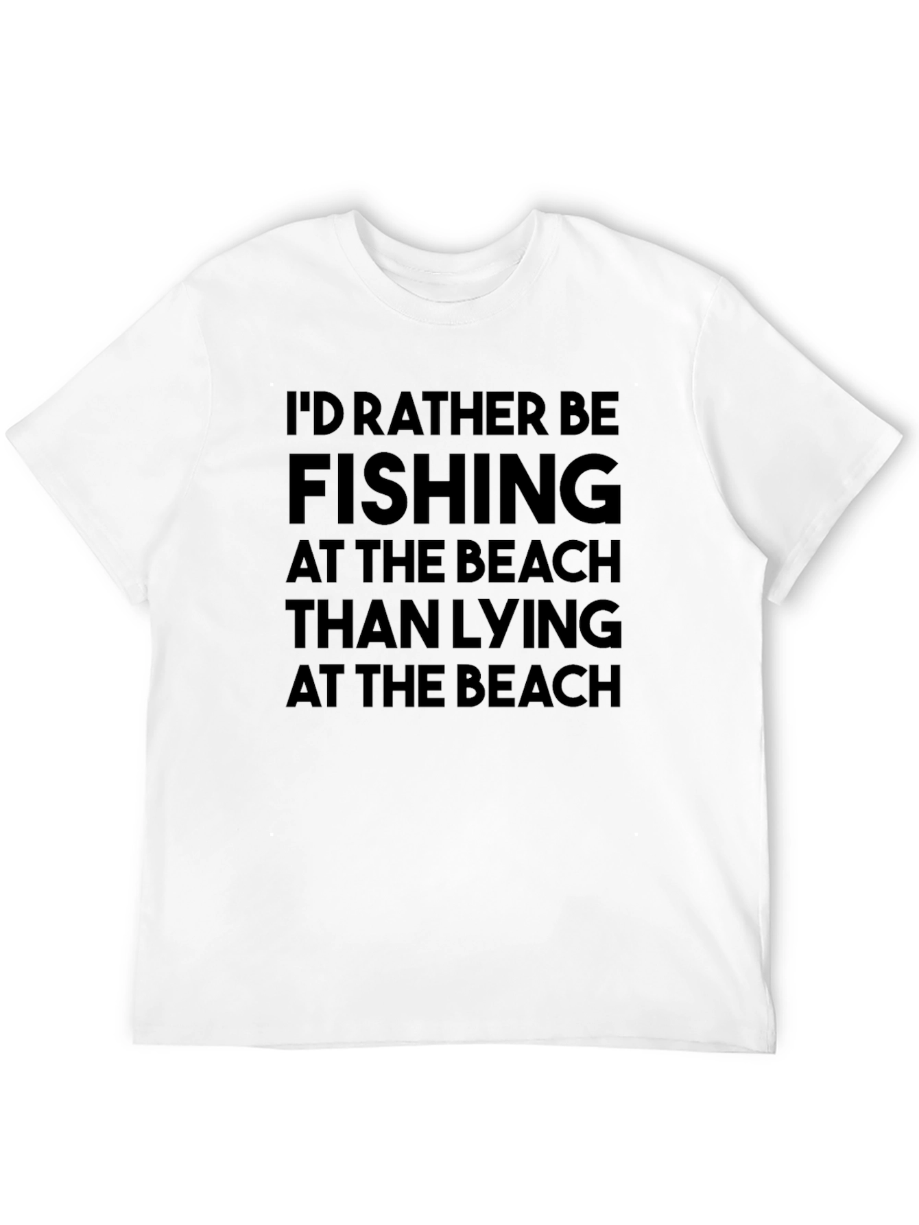 Fishing Over Beach T-Shirt - Black Cotton Tee