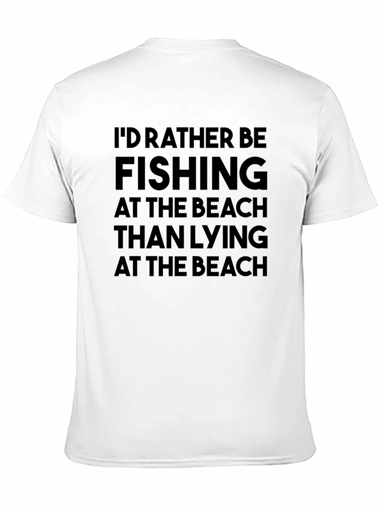 Fishing Over Beach T-Shirt - Black Cotton Tee