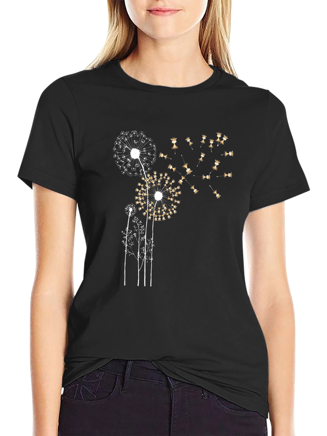 Dandelion Graphic T-Shirt - Black Cotton Blend