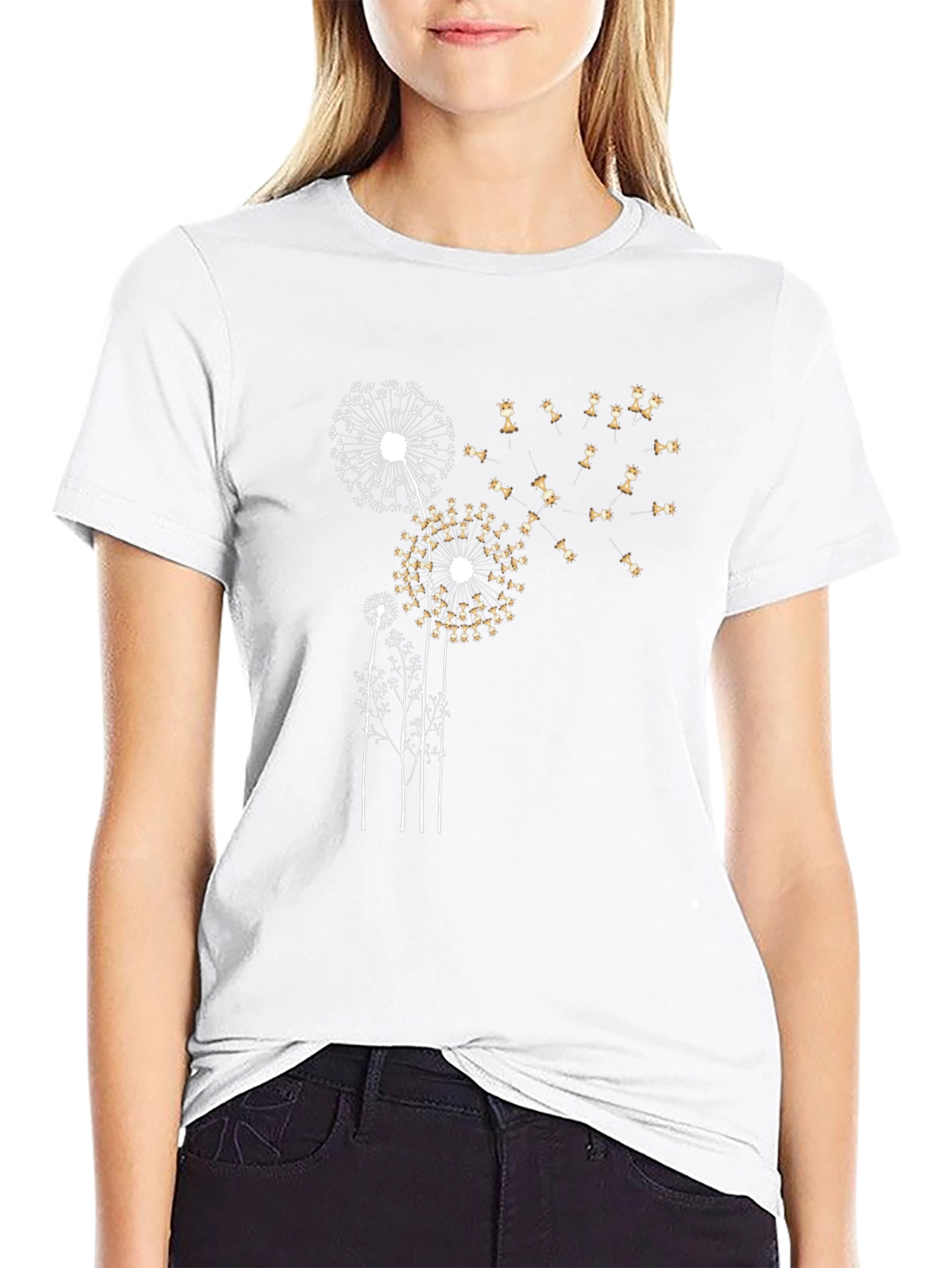 Dandelion Graphic T-Shirt - Black Cotton Blend