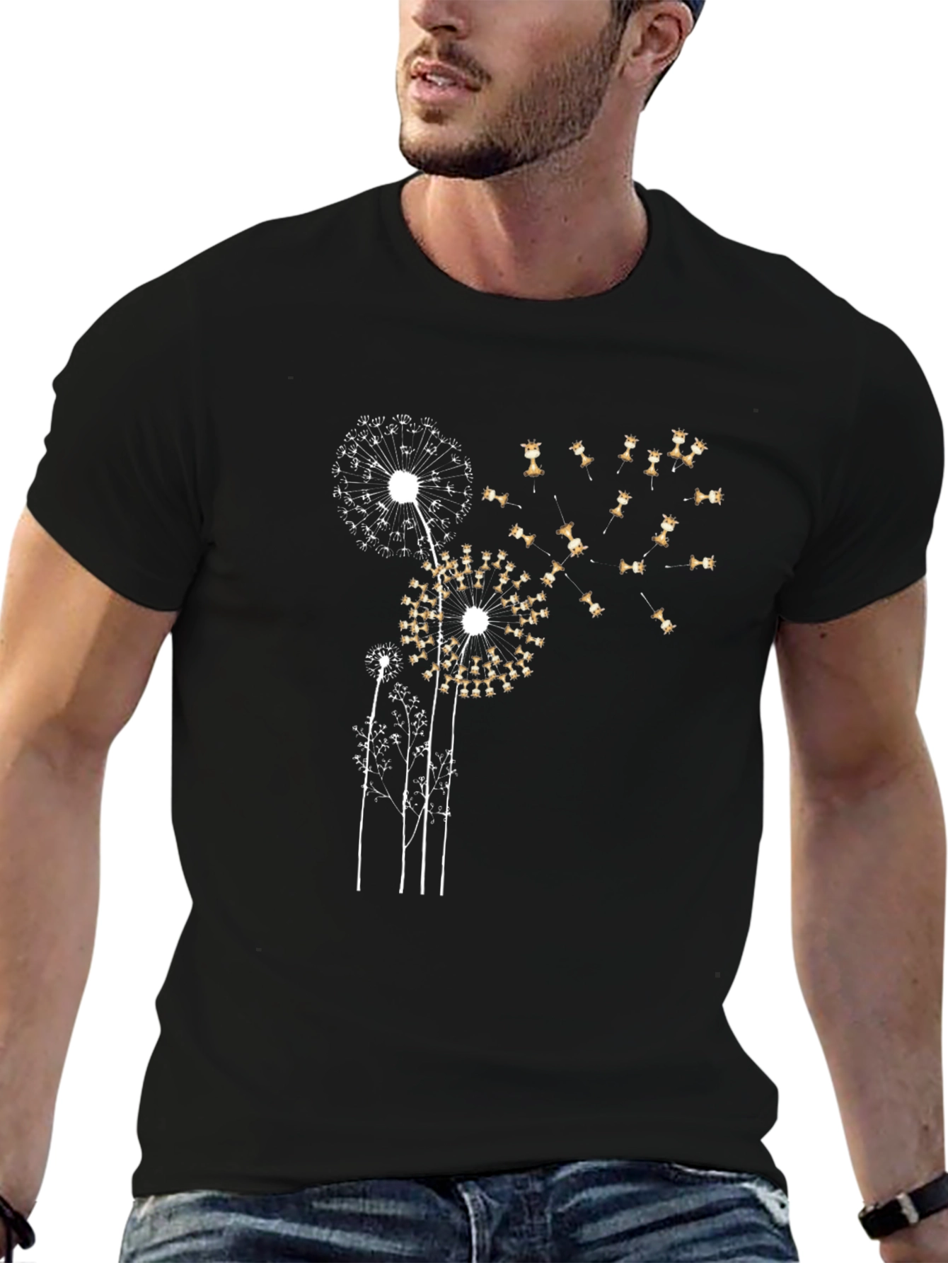 Dandelion Graphic T-Shirt - Black Cotton Blend