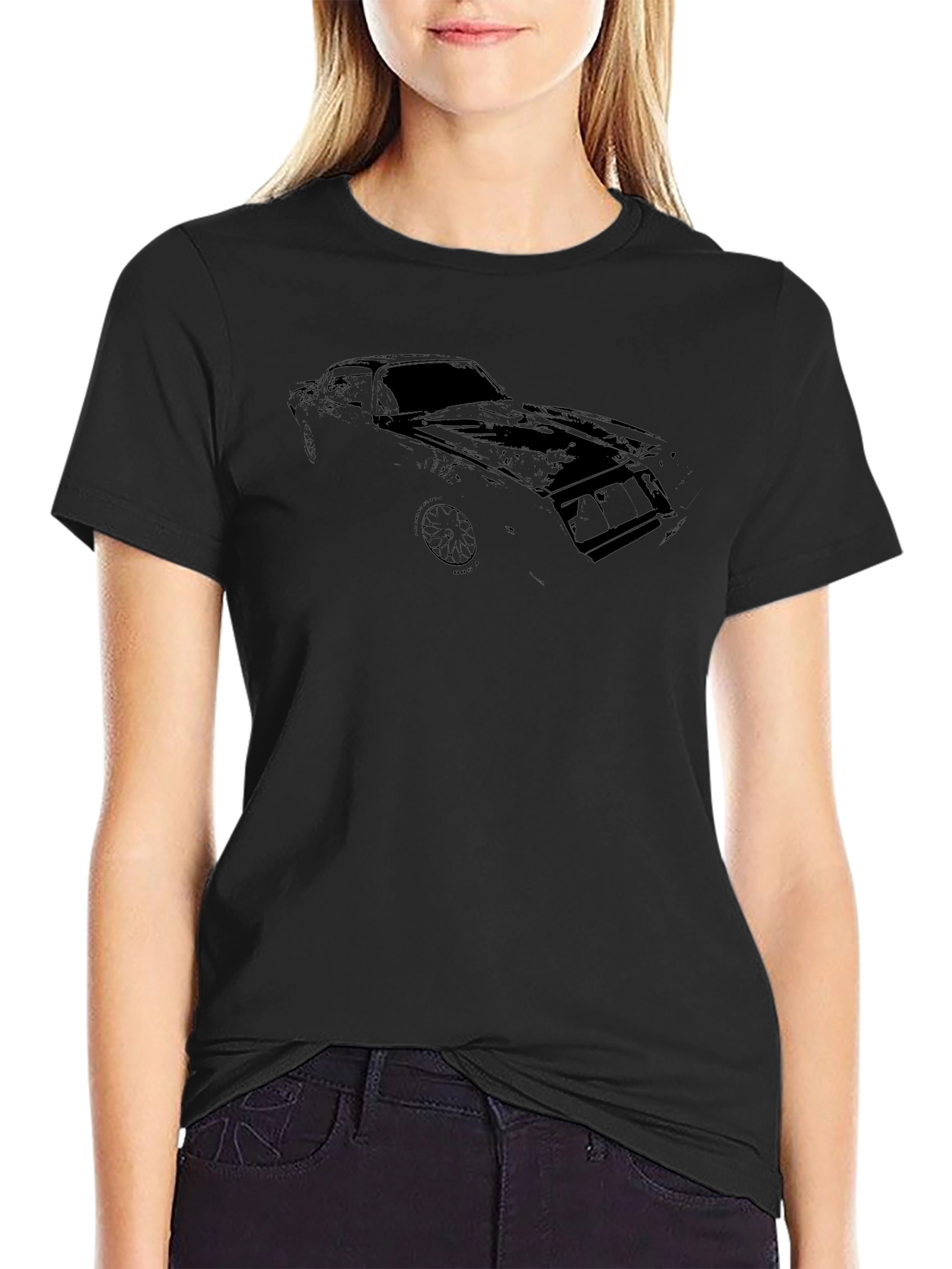 Mens Black Car Graphic Tee