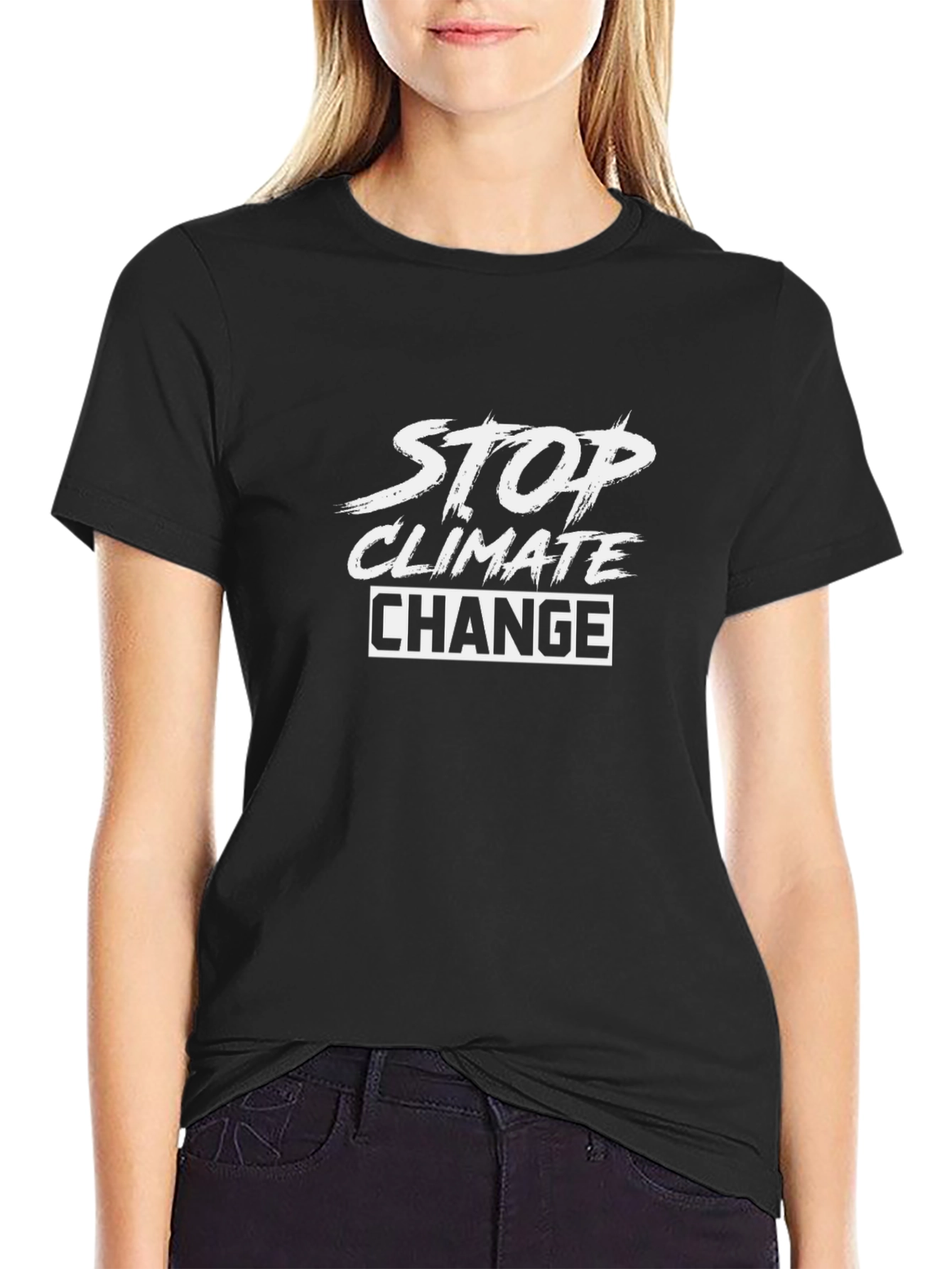 Stop Climate Change Black Graphic T-Shirt