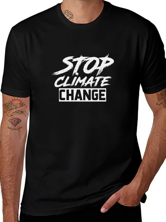 Stop Climate Change Black Graphic T-Shirt
