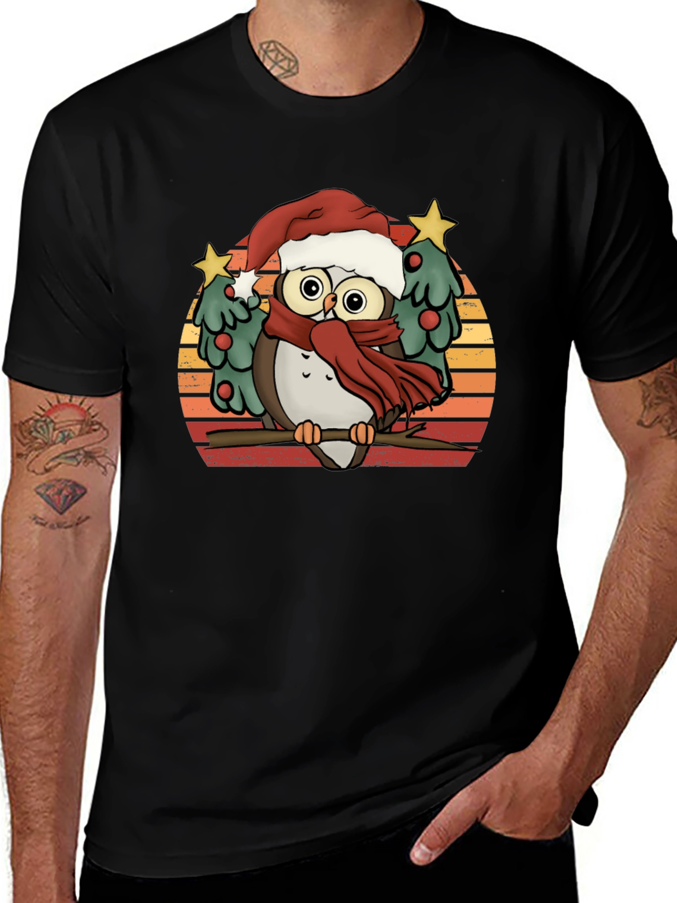 Christmas Owl T-Shirt Holiday Season Tee